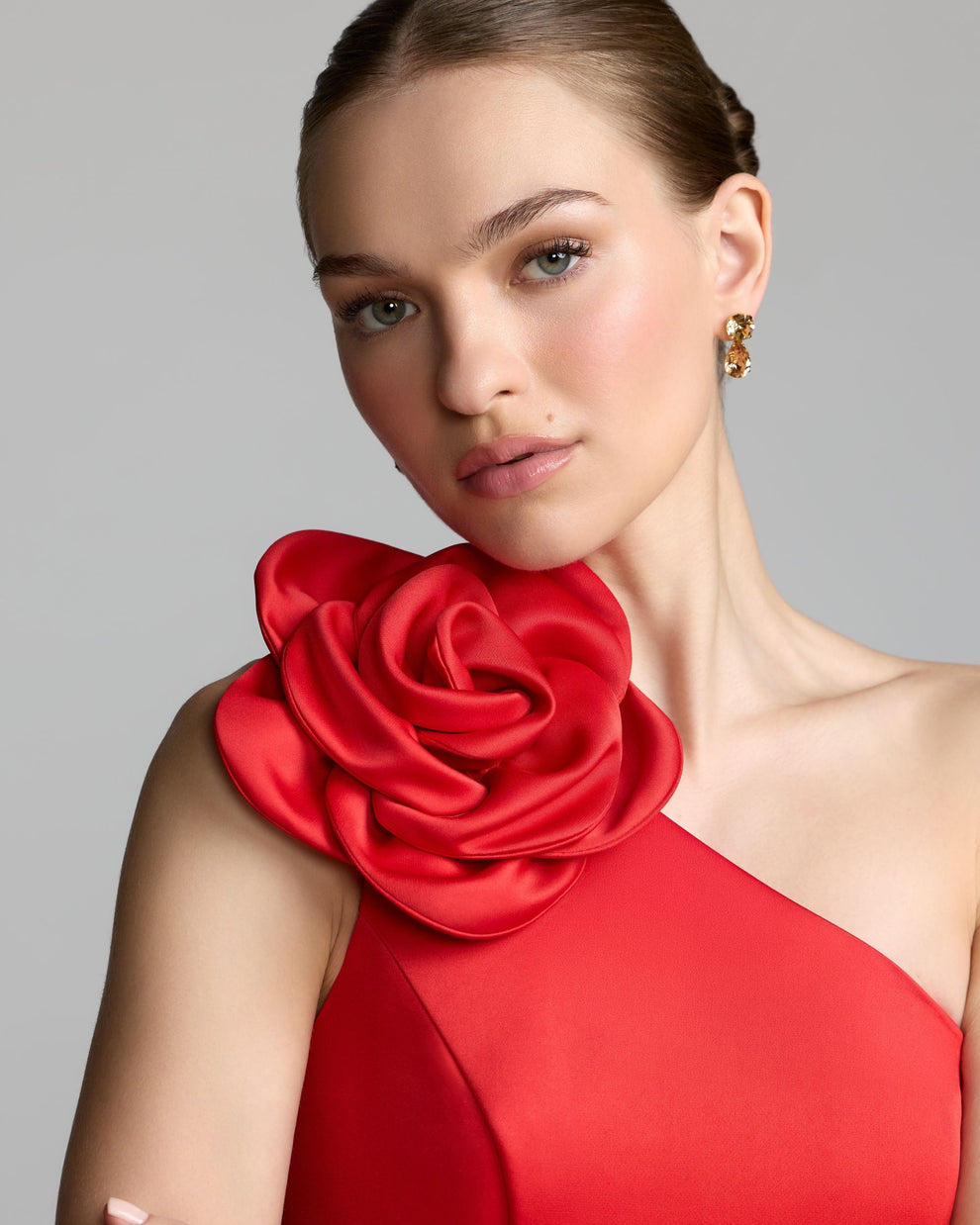 One-Shoulder Tea-Length Satin Cocktail A-Line Mac Duggal 2364