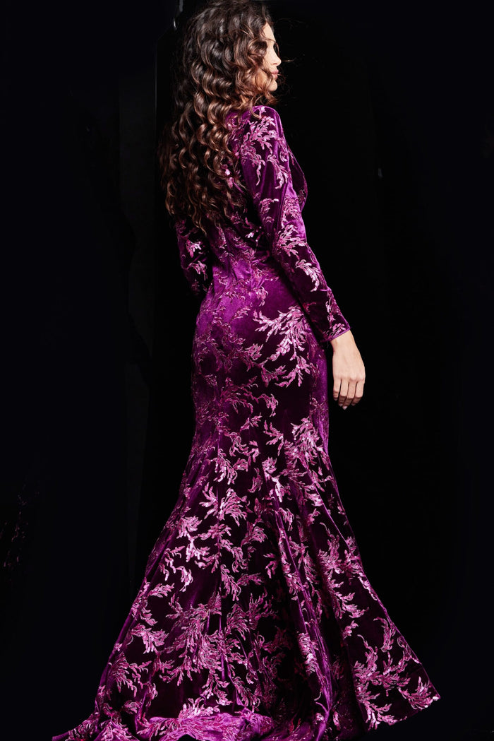 Formal Dresses Long Sequin Velvet Formal Dress Merlot