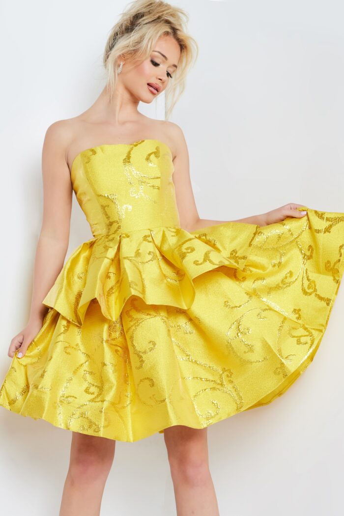 Cocktail Dresses Short Layered Cocktail Dress Yellow