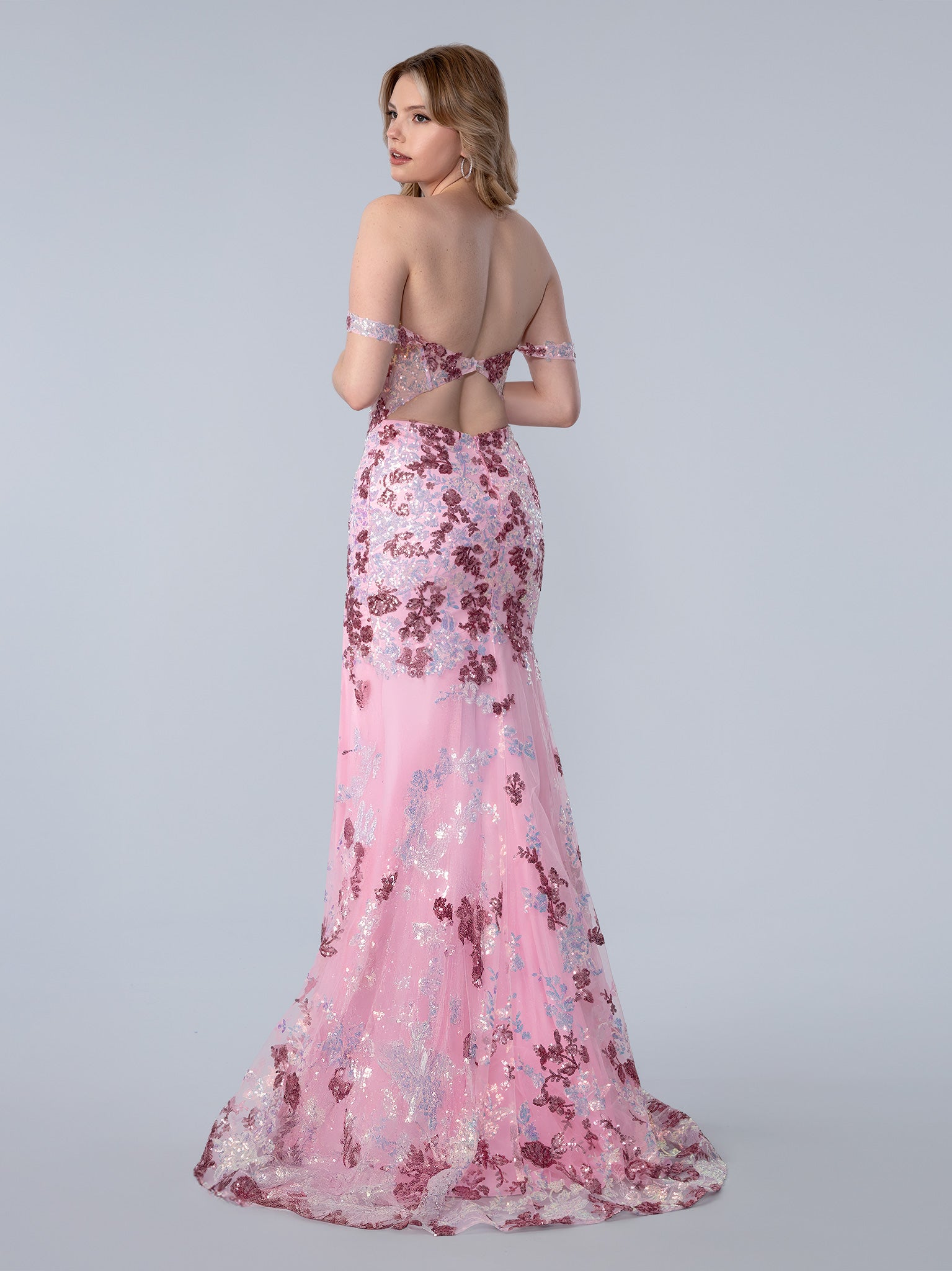 Prom Dresses Long Formal Floral Sequin Prom Dress Pink