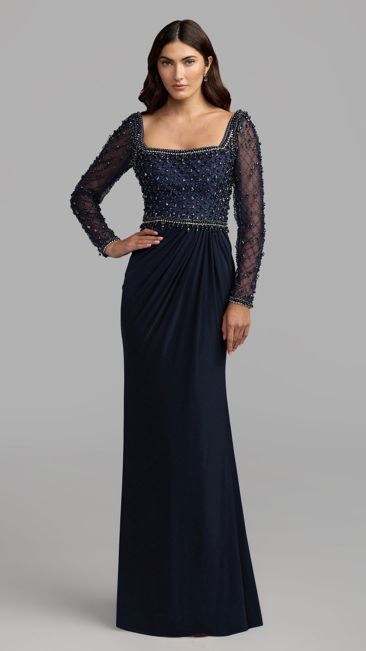 Mac Duggal style 2381 in Midnight, front view