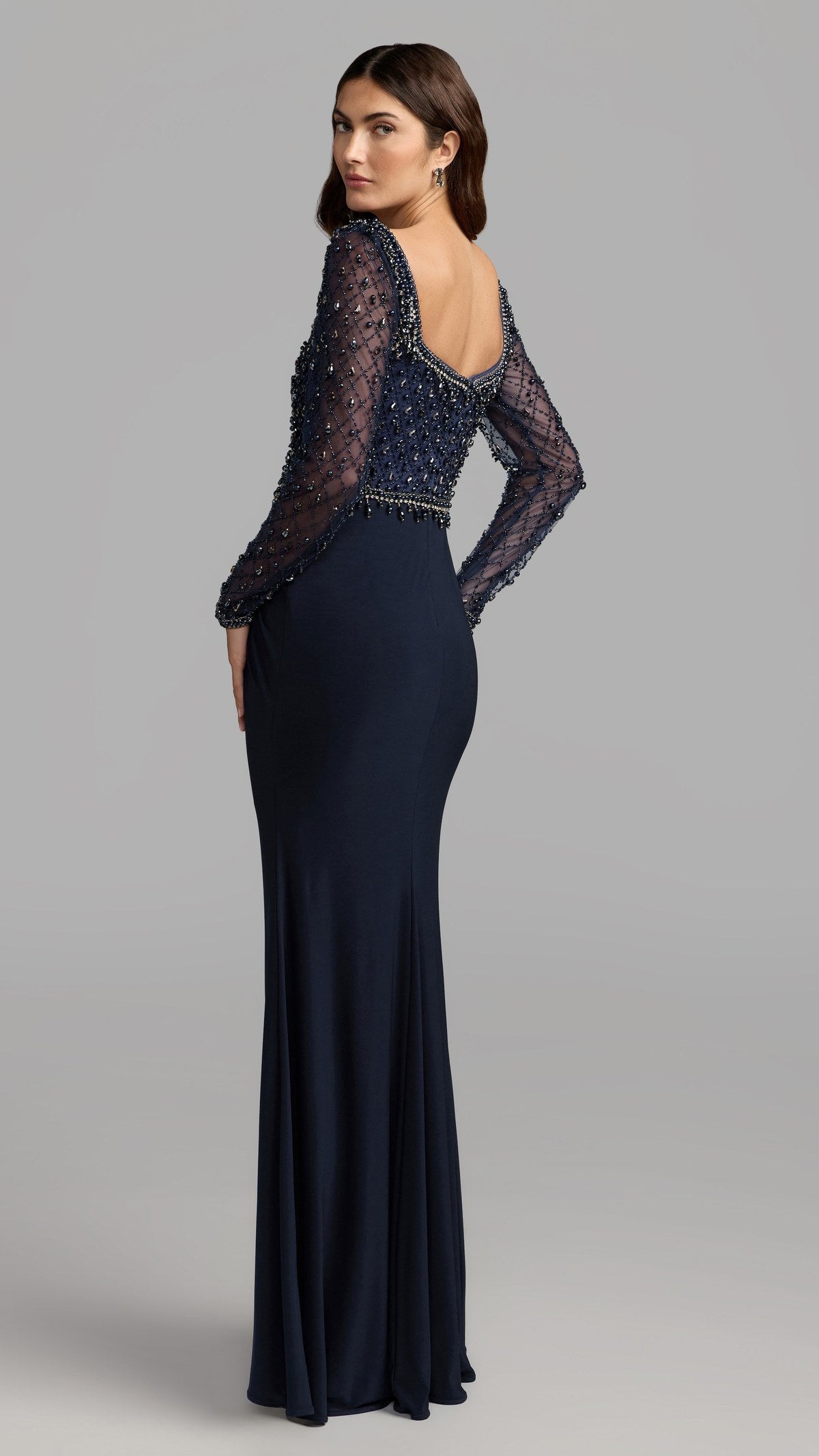 Mac Duggal style 2381 in Midnight, back view