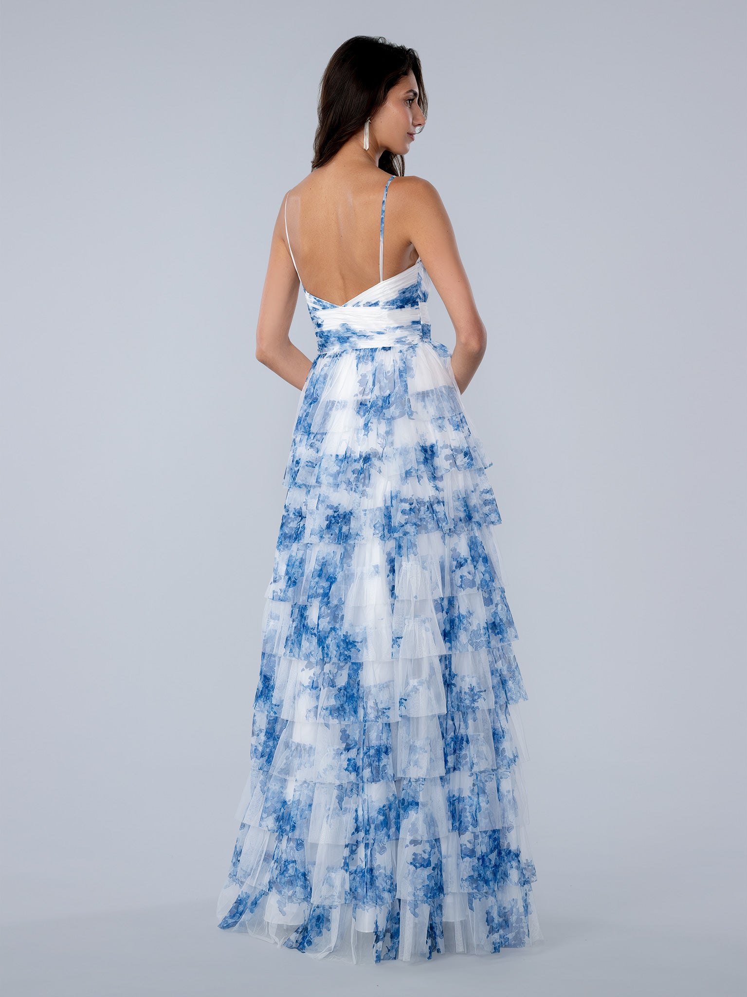 Prom Dresses Long Formal Print Prom Dress Blue