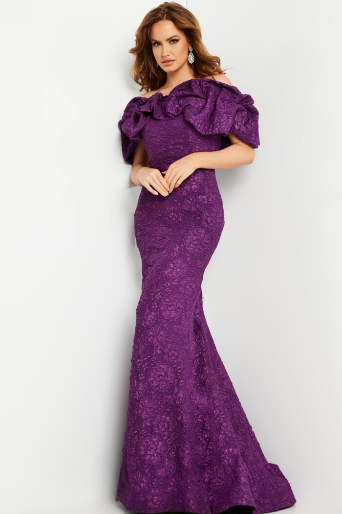 Formal Dresses Long Fitted Ruffle Mermaid Formal Dress Plum