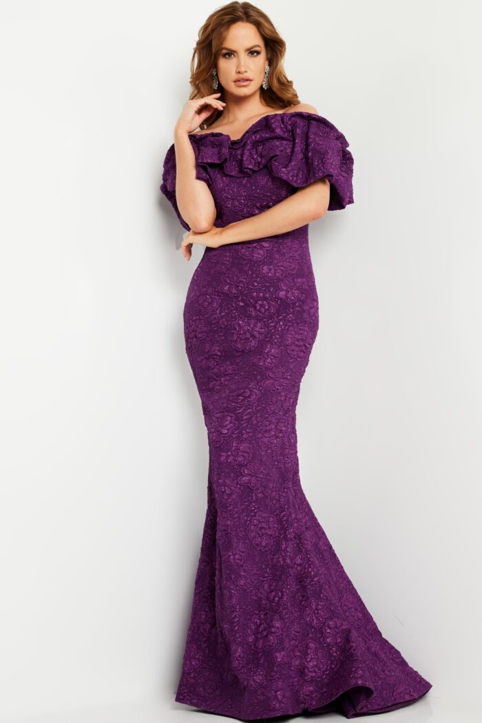 Formal Dresses Long Fitted Ruffle Mermaid Formal Dress Plum