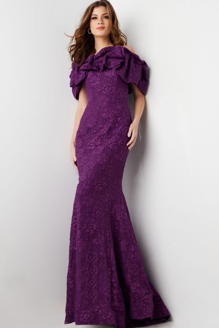 Formal Dresses Long Fitted Ruffle Mermaid Formal Dress Plum