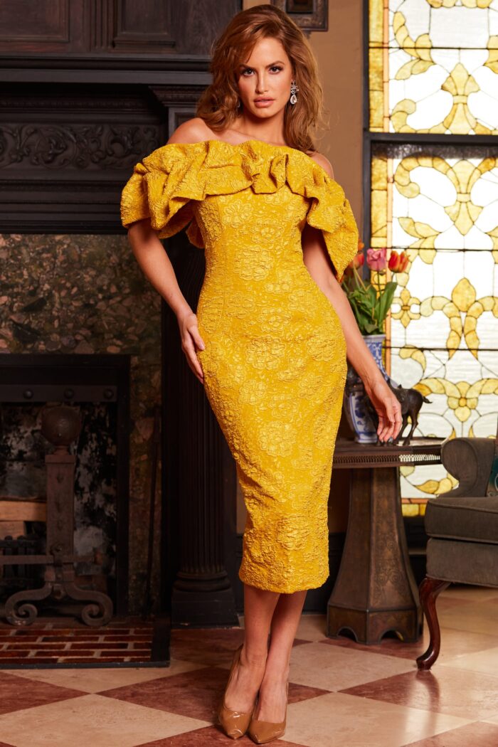 Formal Dresses Short Ruffle Mustard Formal Dress Mustard