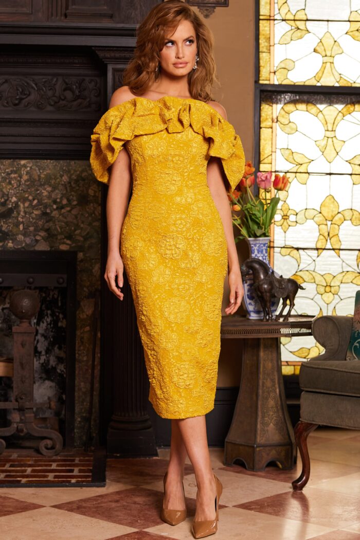Formal Dresses Short Ruffle Mustard Formal Dress Mustard