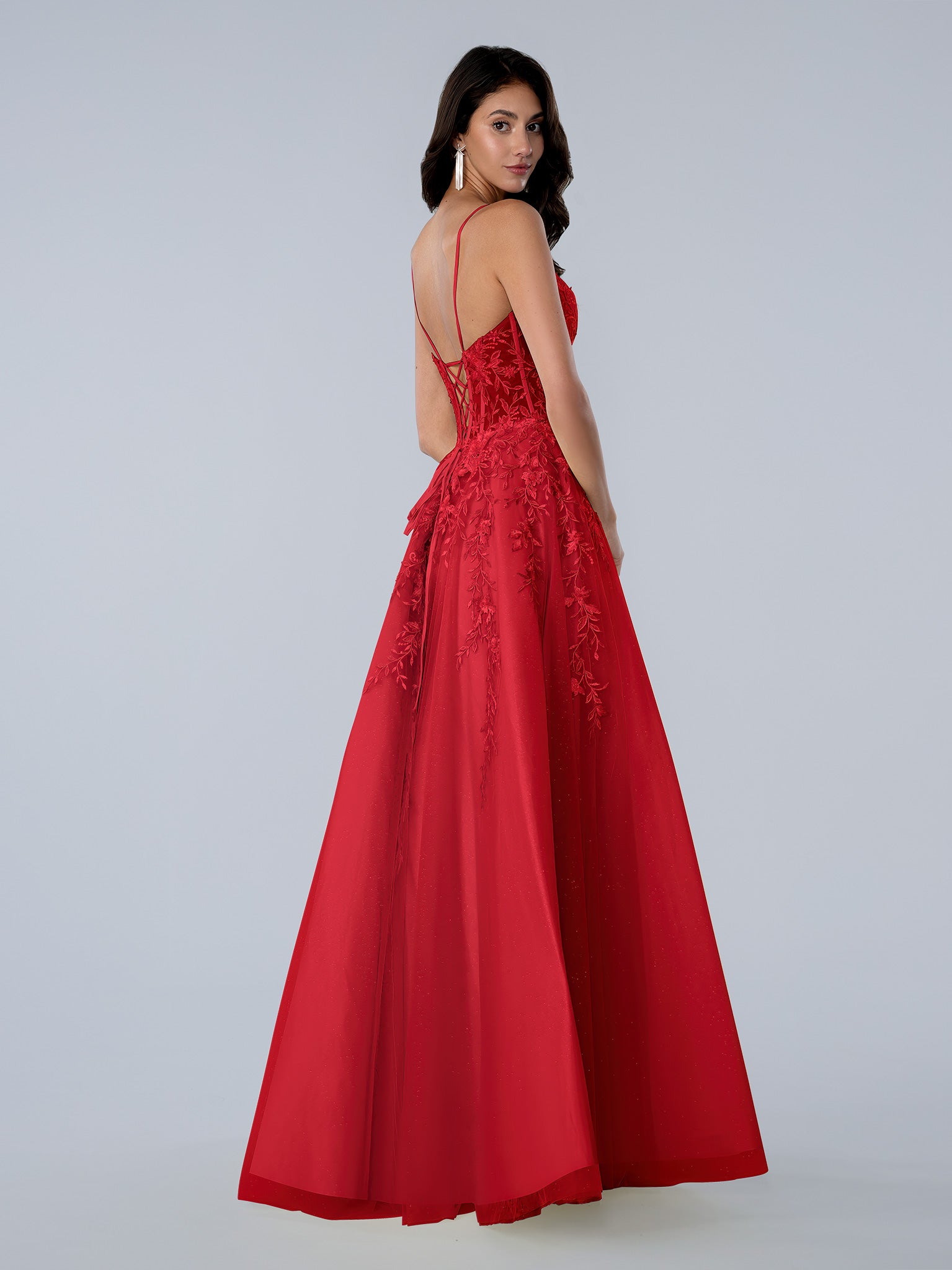 Prom Dresses A Line Floral Long Formal Prom Dress Red