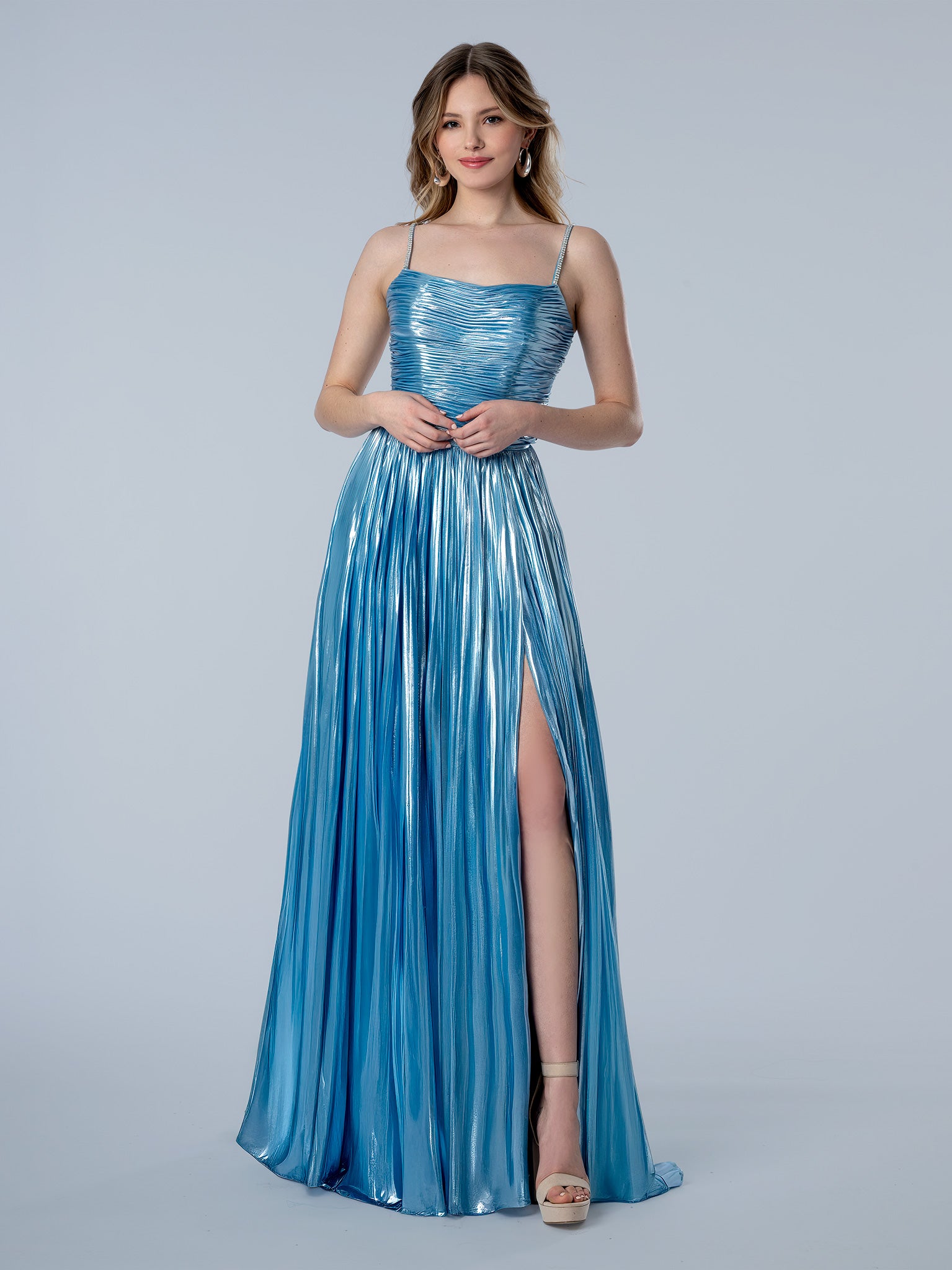 Prom Dresses Long Formal A Line Pleated Prom Dress Blue