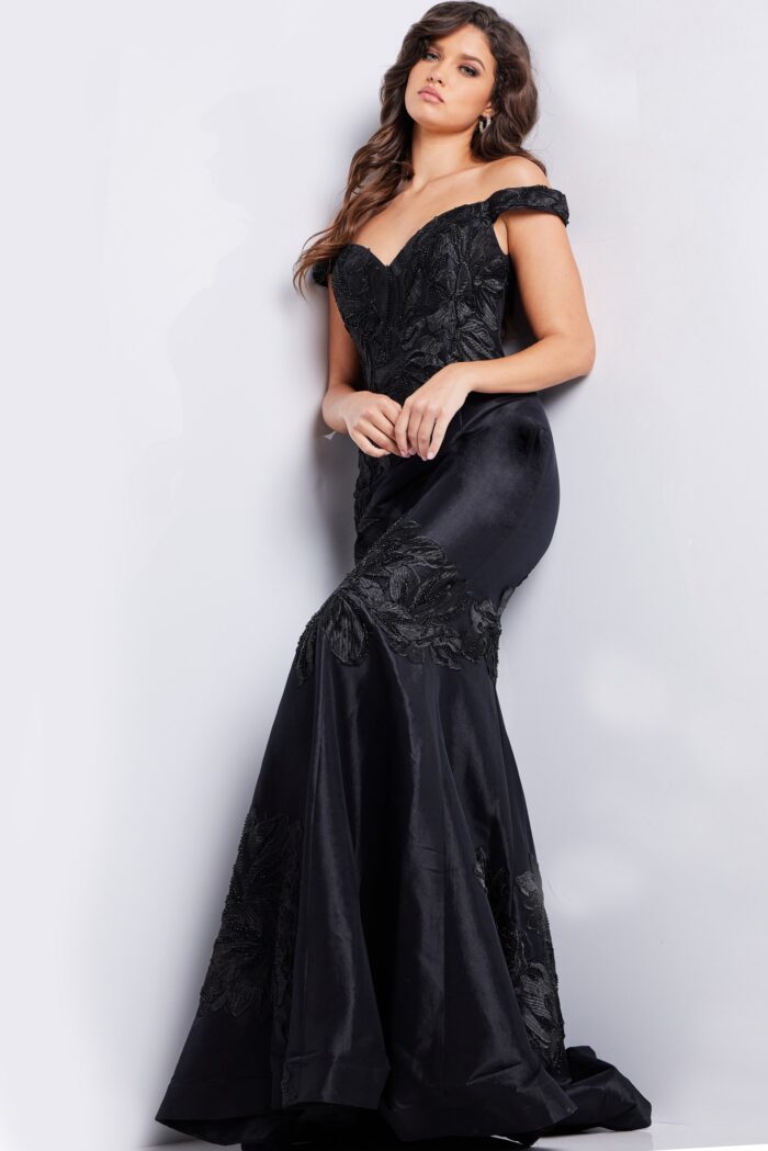 Formal Dresses Long Beaded Print Formal Dress Black
