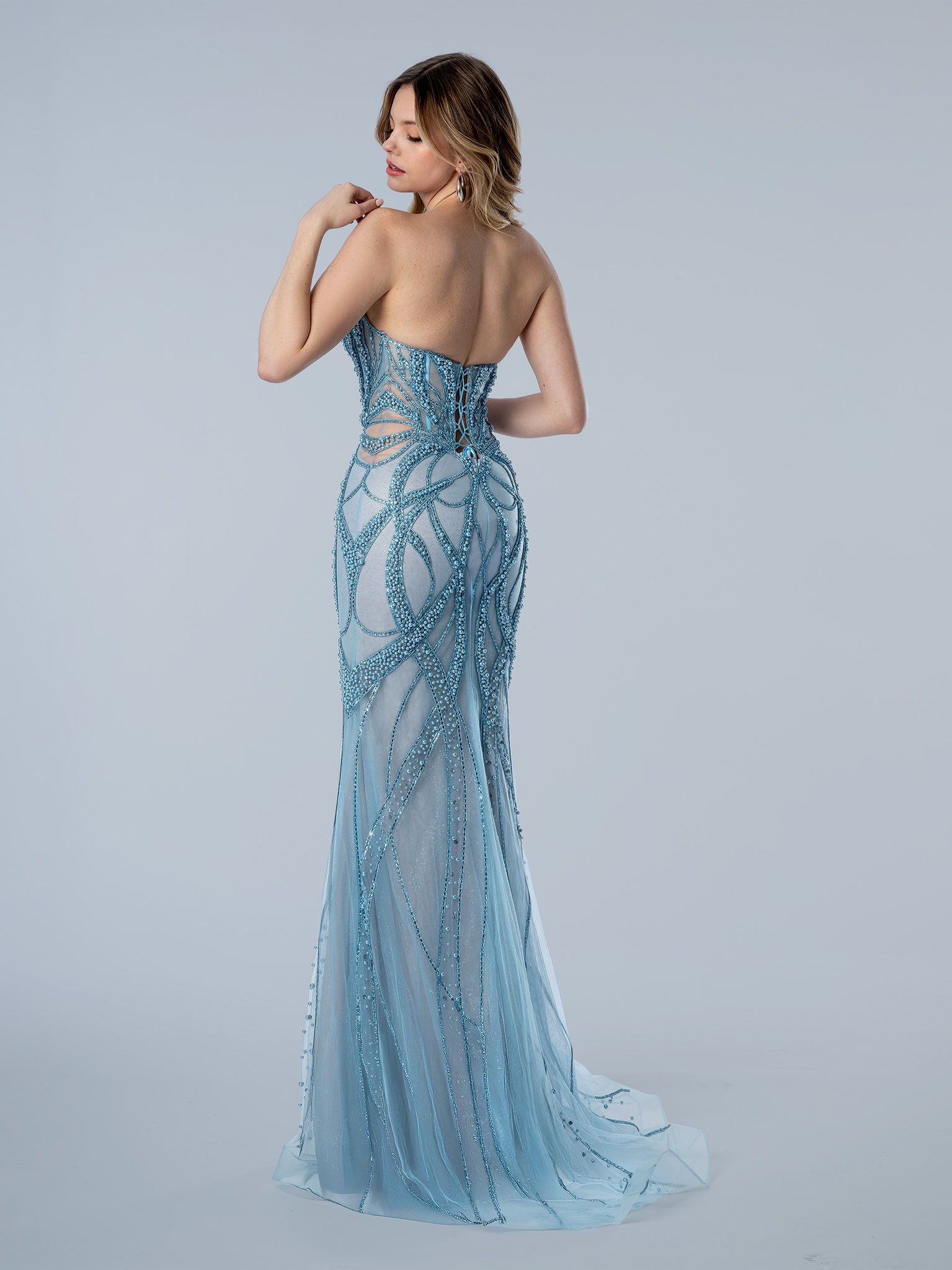 Prom Dresses Beaded Long Formal Prom Dress Blue