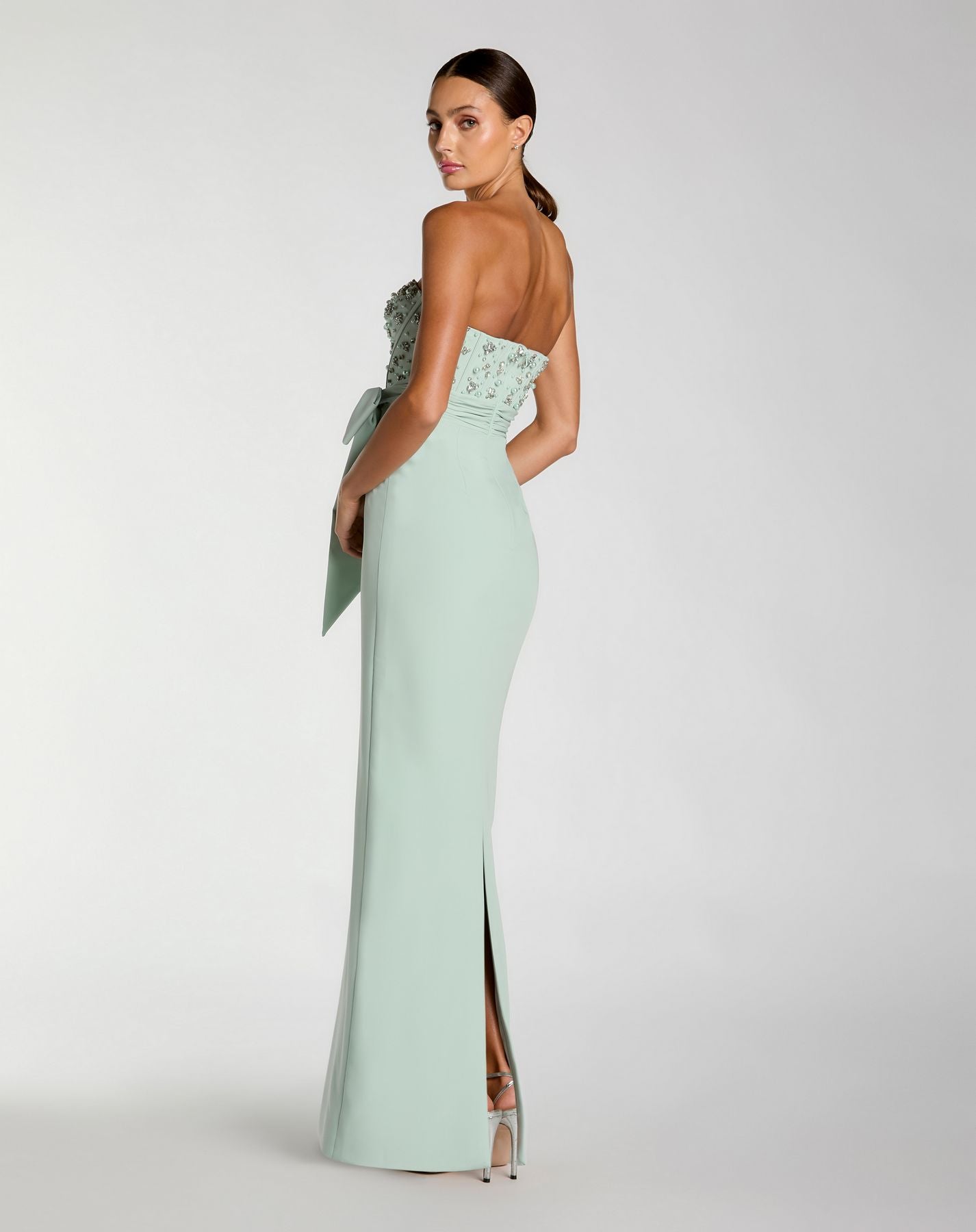 Prom Dresses Long Formal Prom Dress - Beaded - Mac Duggal 2395 Sage-Crepe-2395-Fitted