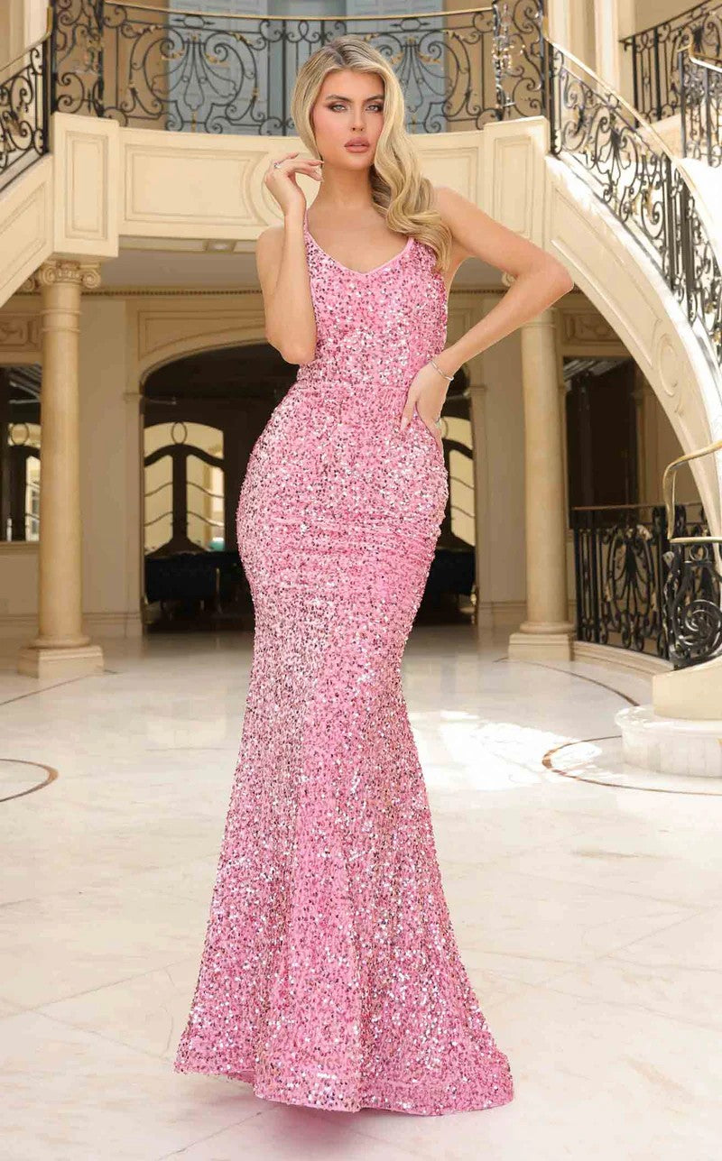 Light Pink Jessica Angel 2397 Sequin Long Formal Prom Dress Prom