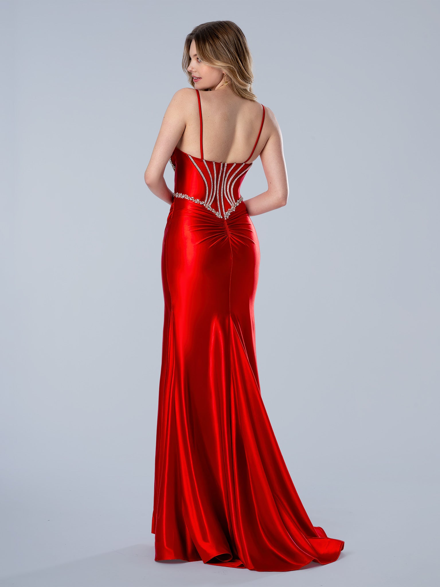 Prom Dresses Beaded Long Formal Fitted Prom Dress Red