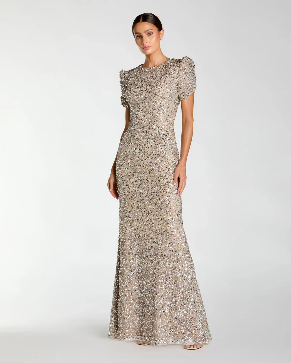 Formal Dresses Long Sequin Formal Evening Gown Nude Silver