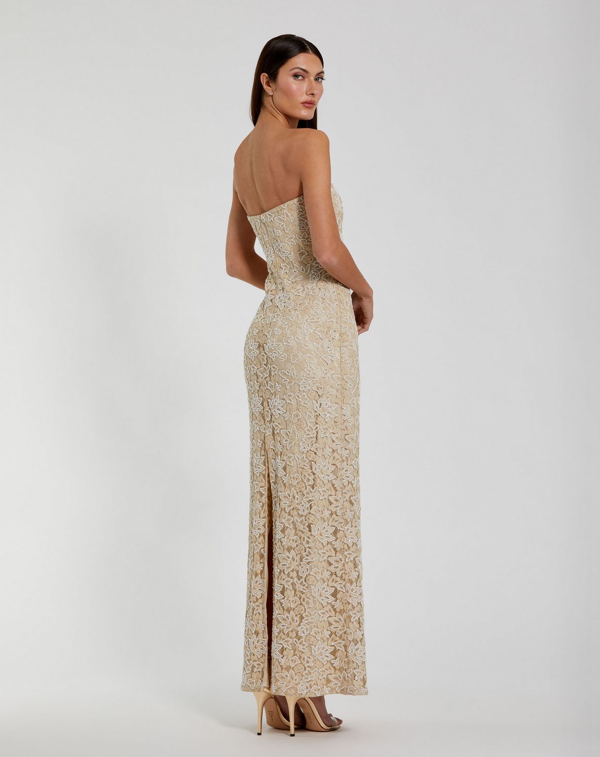 Prom Dresses Prom Long Fitted Formal Lace Dress Beige