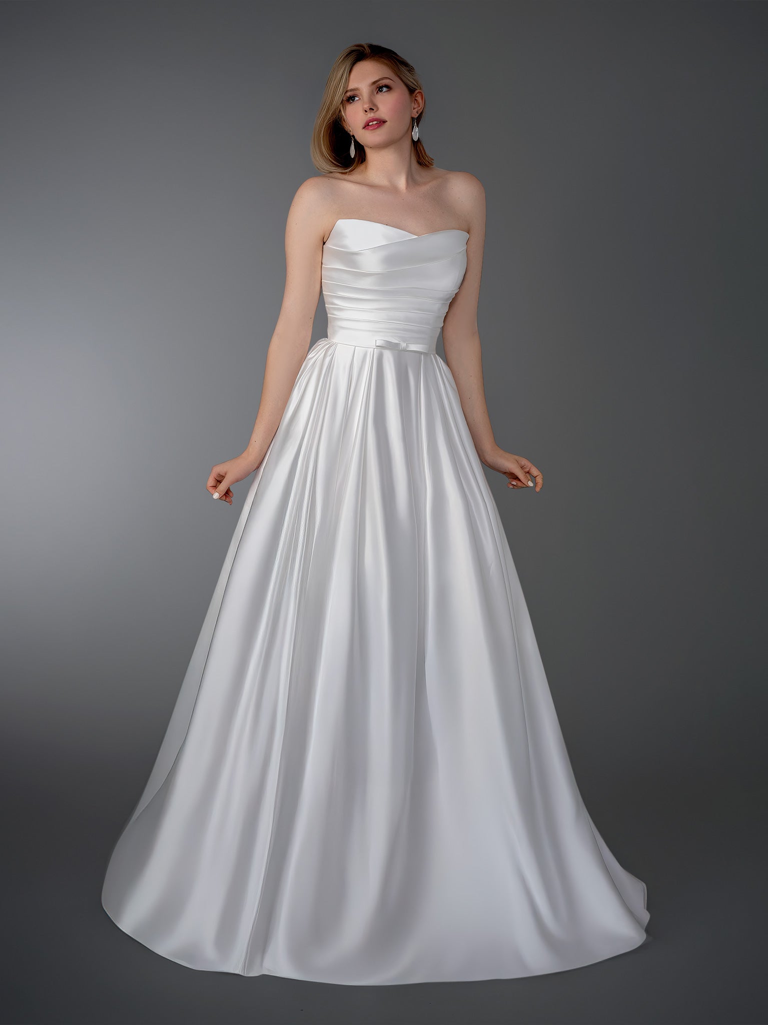 Wedding Dresses Long Wedding Dress - A Line - Stella Couture 26815 Off White-Satin-26815-Train