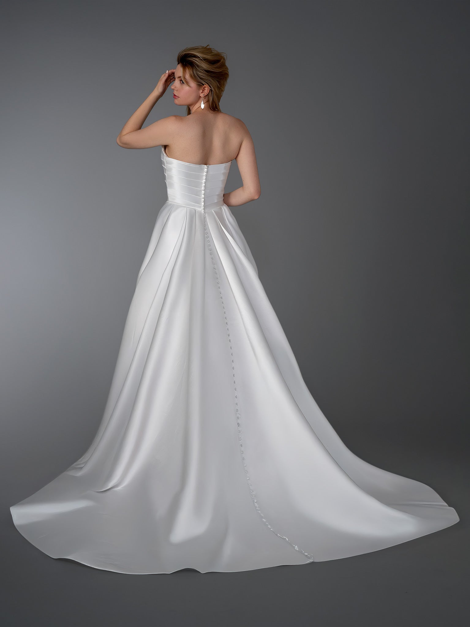 Wedding Dresses Long Wedding Dress - A Line - Stella Couture 26815 Off White-Satin-26815-Train