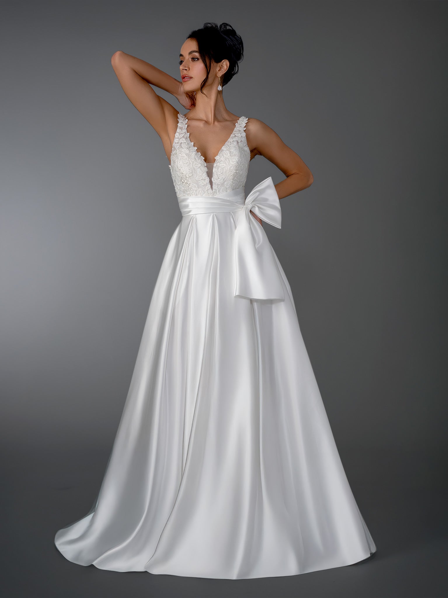 Wedding Dresses Long A Line Wedding Dress - Lace - Stella Couture 26814 Off White-Satin-26814-Lace