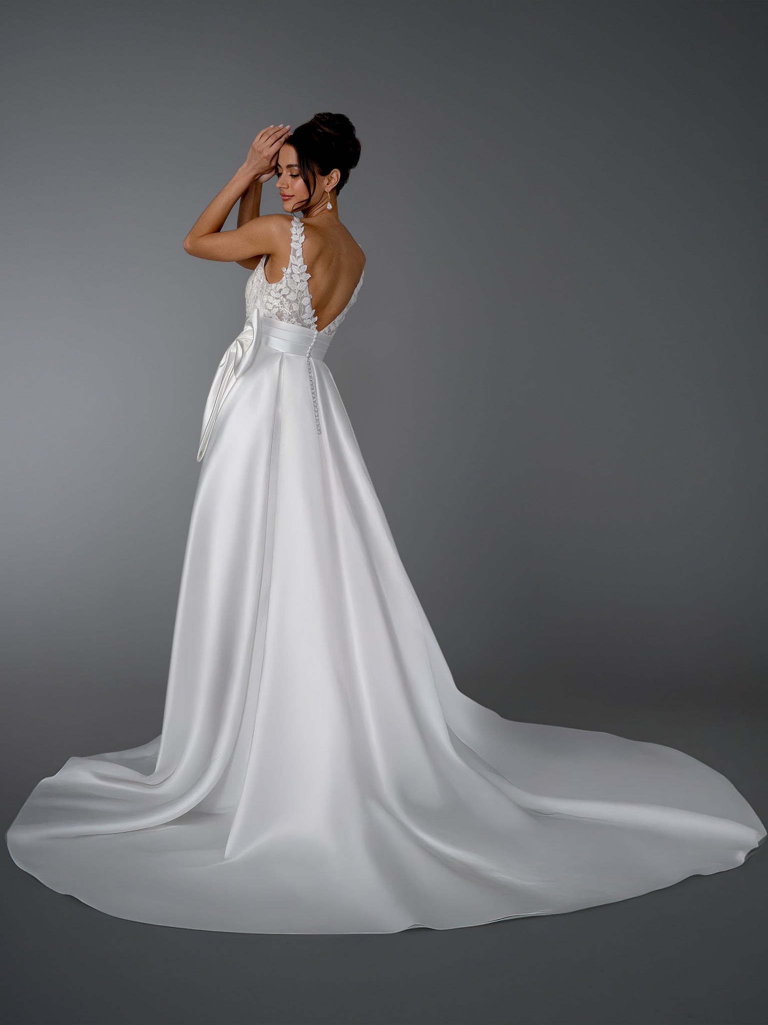 Wedding Dresses Long A Line Wedding Dress - Lace - Stella Couture 26814 Off White-Satin-26814-Lace