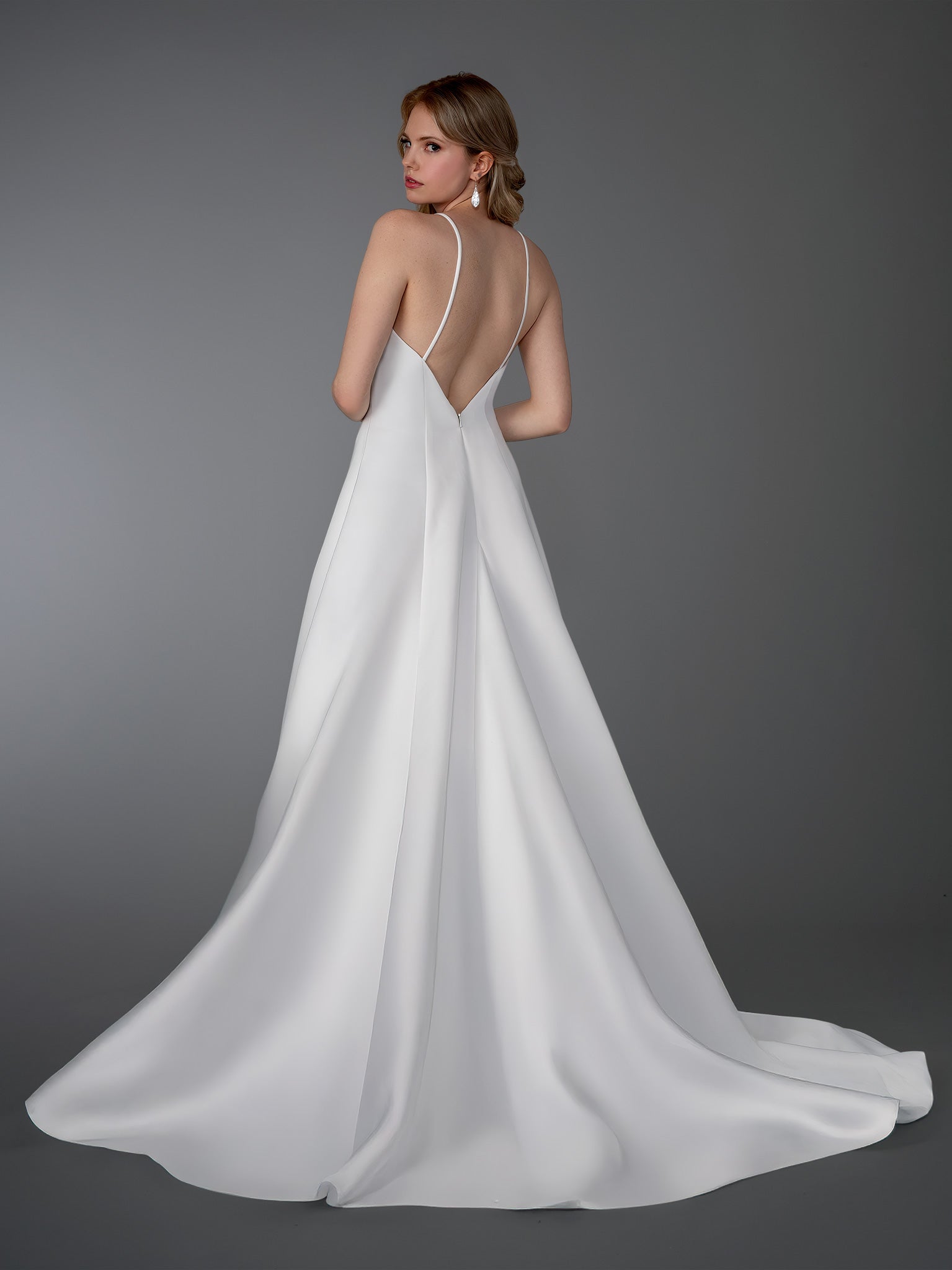 Wedding Dresses Bridal Long Wedding Dress - A Line - Stella Couture 26811 Off White-Satin-26811-Train