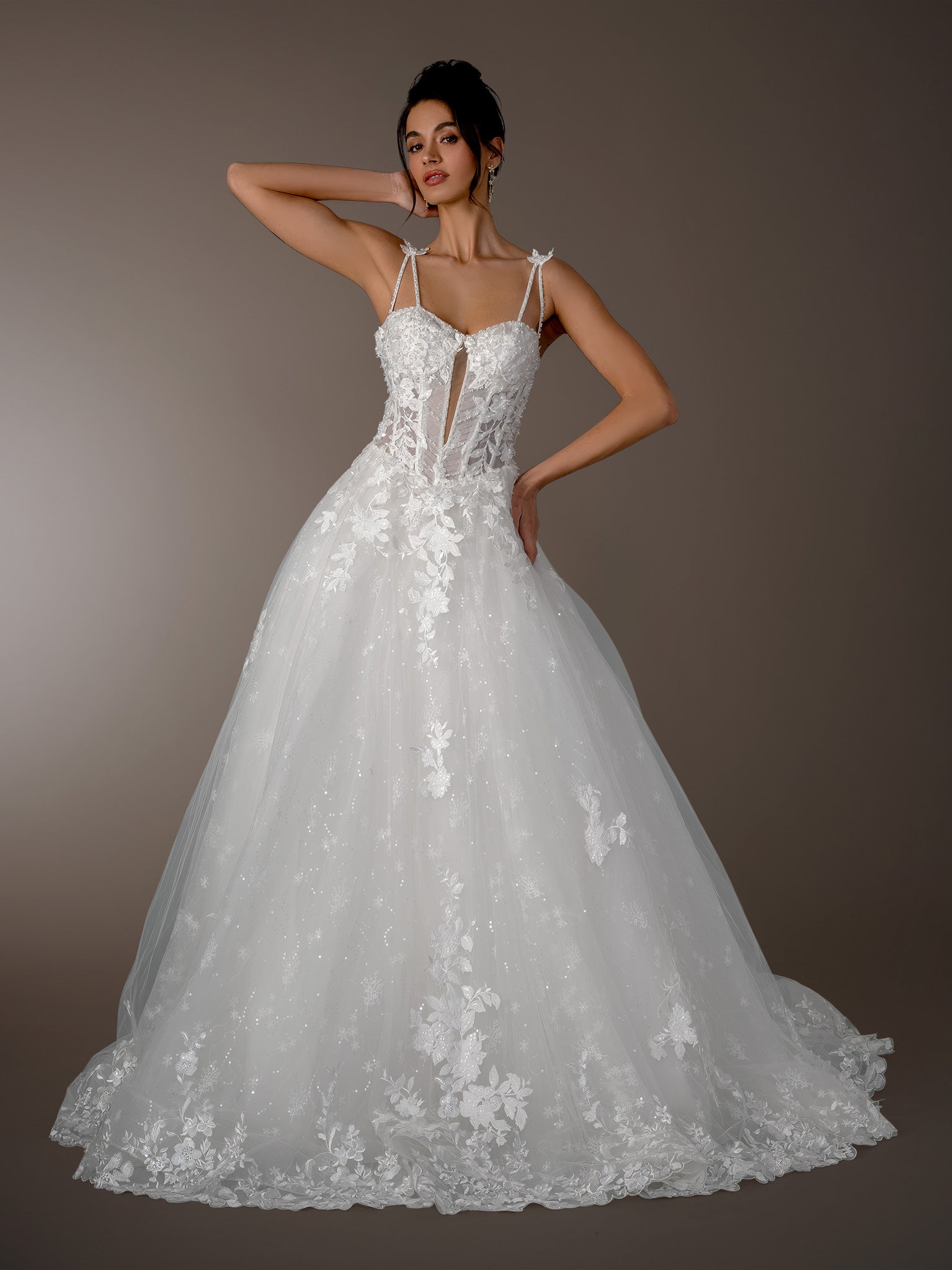 Wedding Dresses Long Lace Ball Gown Bridal Wedding Dress Stella Couture 26605 Off White