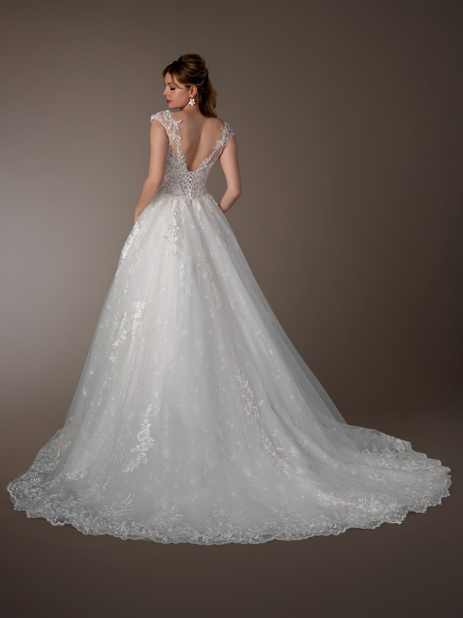 Wedding Dresses Long Bridal Ball Gown Floral Lace Wedding Dress Stella Couture 26603 Off White