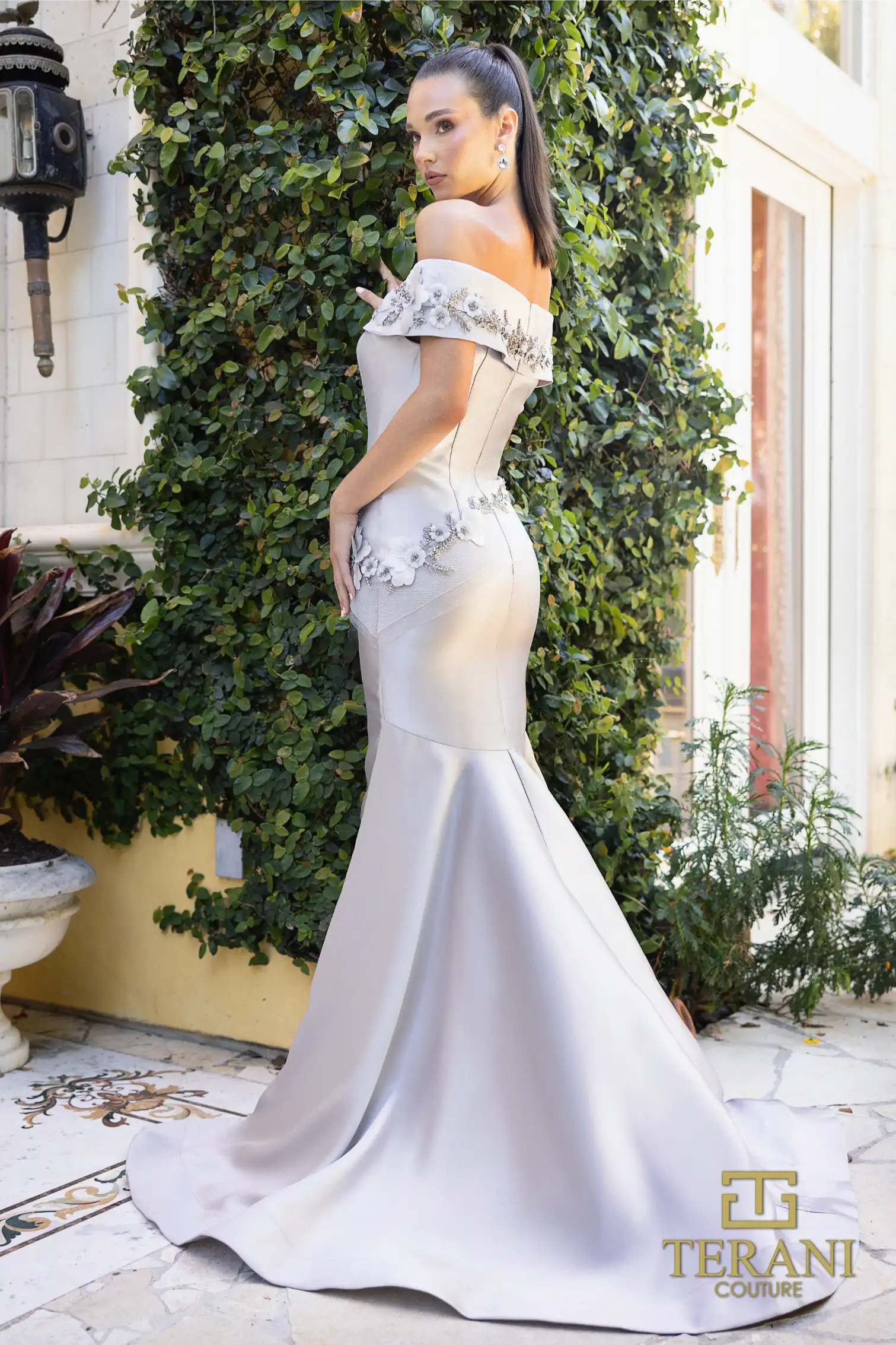 Formal Dresses Long Formal Mermaid Fit Dress Silver Taupe