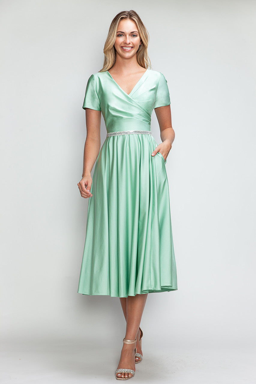 Cocktail Dresses Short Tea Length Pleated Cocktail Dress Lenovia 5274 Sage
