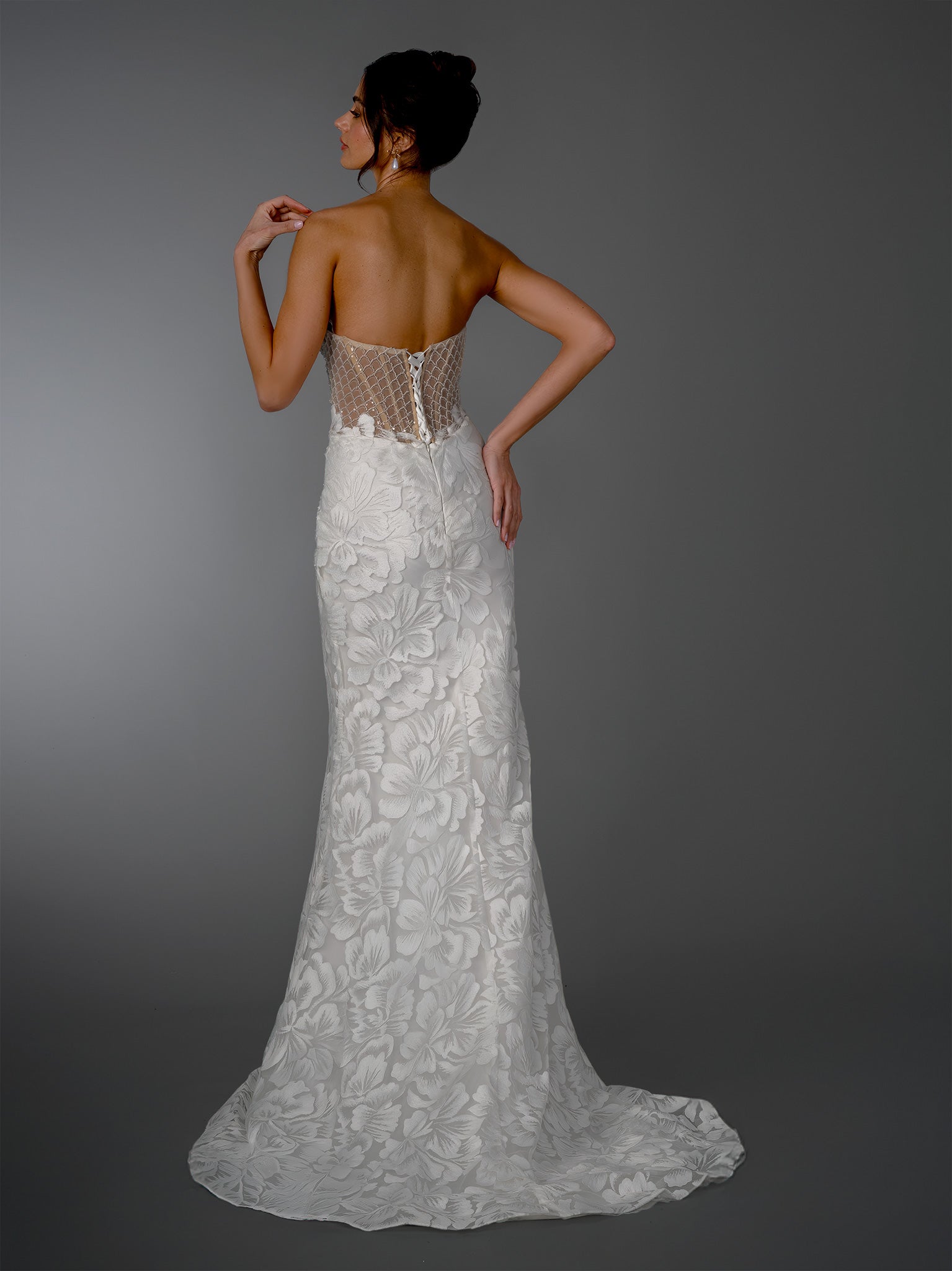 Wedding Dresses Long Floral Wedding Dress - Mermaid Lace - Stella Couture 26524 Off White-Lace-26524-Floral