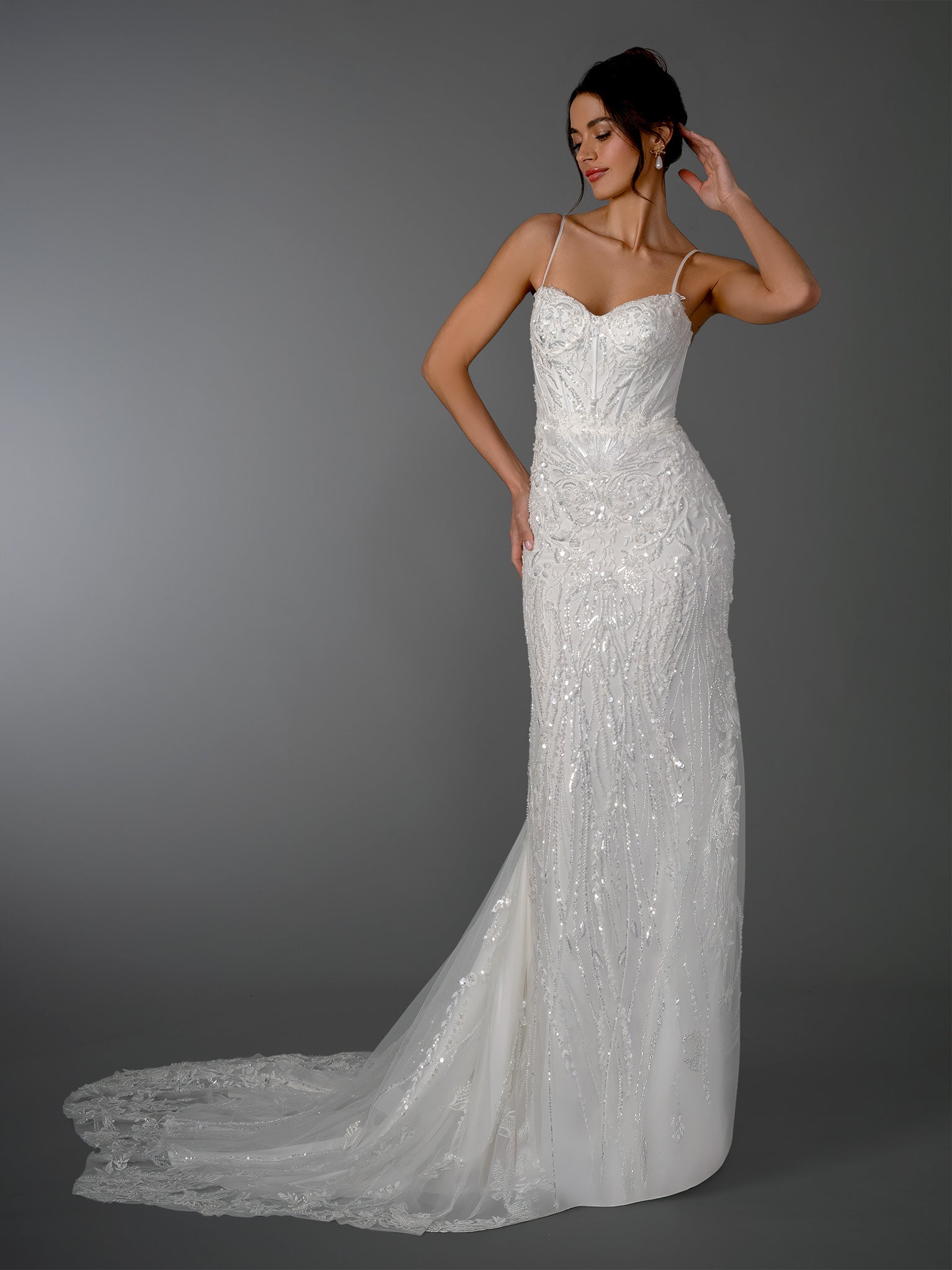 Wedding Dresses Long Beaded Lace Wedding Dress Stella Couture 26515 Off White