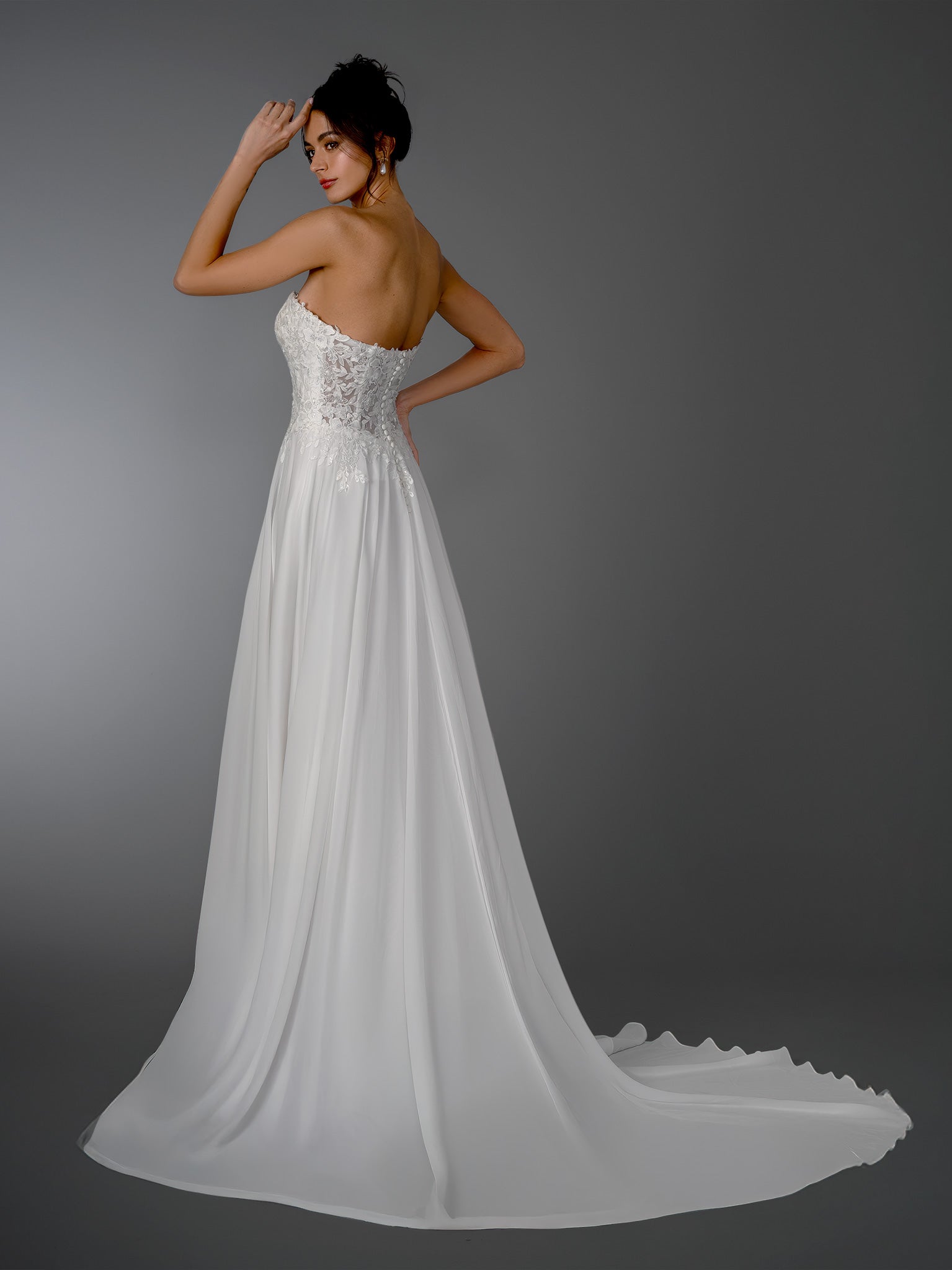 Wedding Dresses Long A Line Lace Bridal Wedding Pleated Dress Stella Couture 26512 Off White