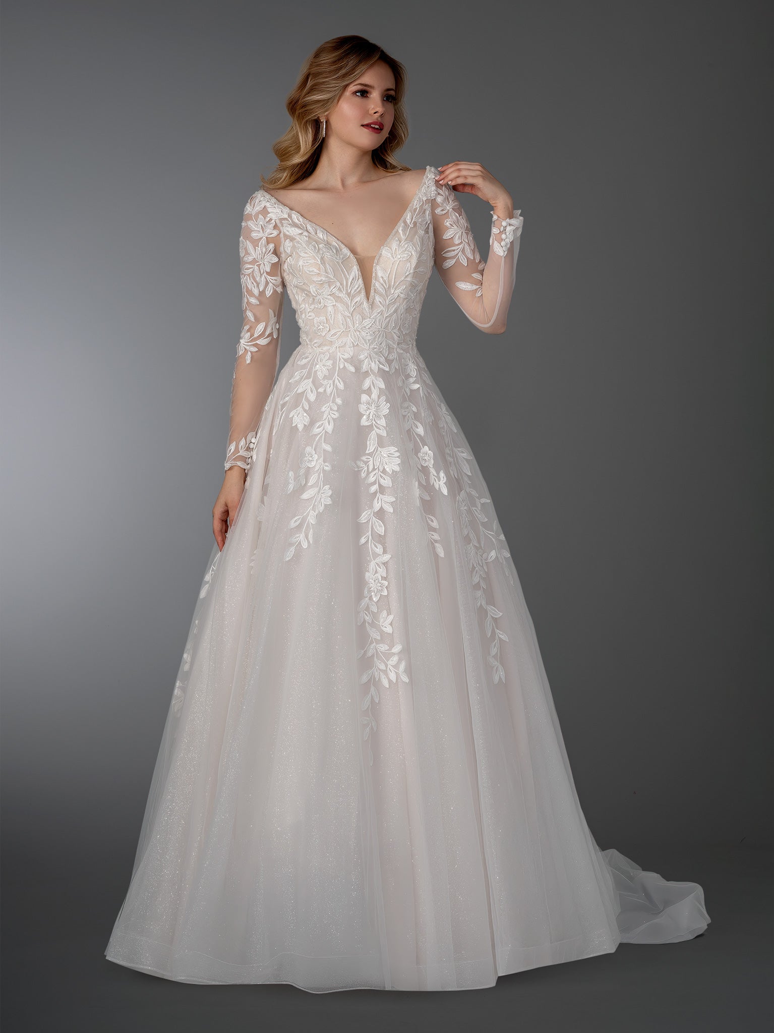 Wedding Dresses Long A Line Lace Wedding Bridal Gown Stella Couture 26511 Off White