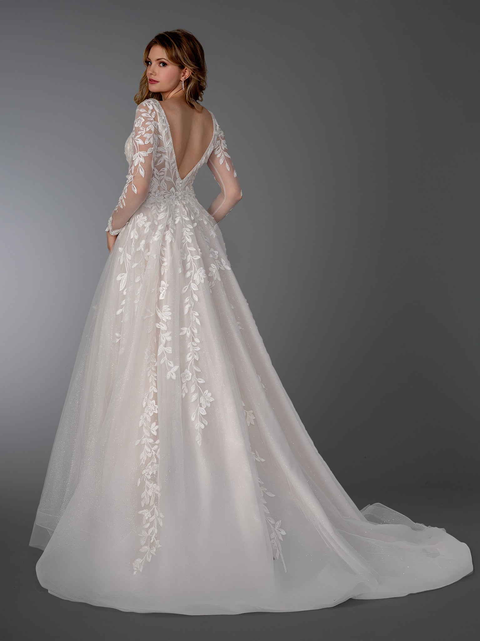 Wedding Dresses Long A Line Lace Wedding Bridal Gown Stella Couture 26511 Off White