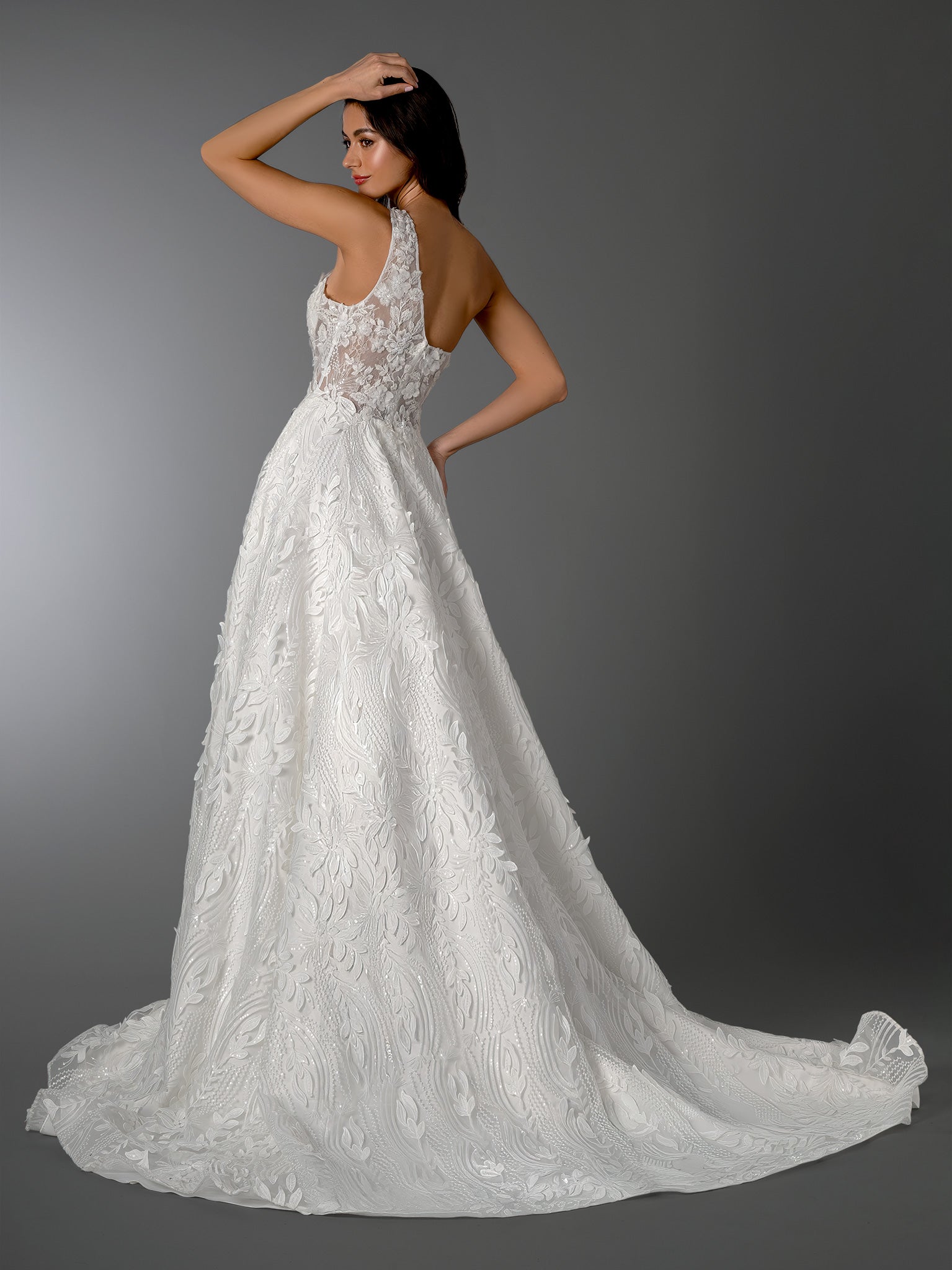 Wedding Dresses Long Bridal Lace Applique Wedding A Line Dress Stella Couture 26501 Off White