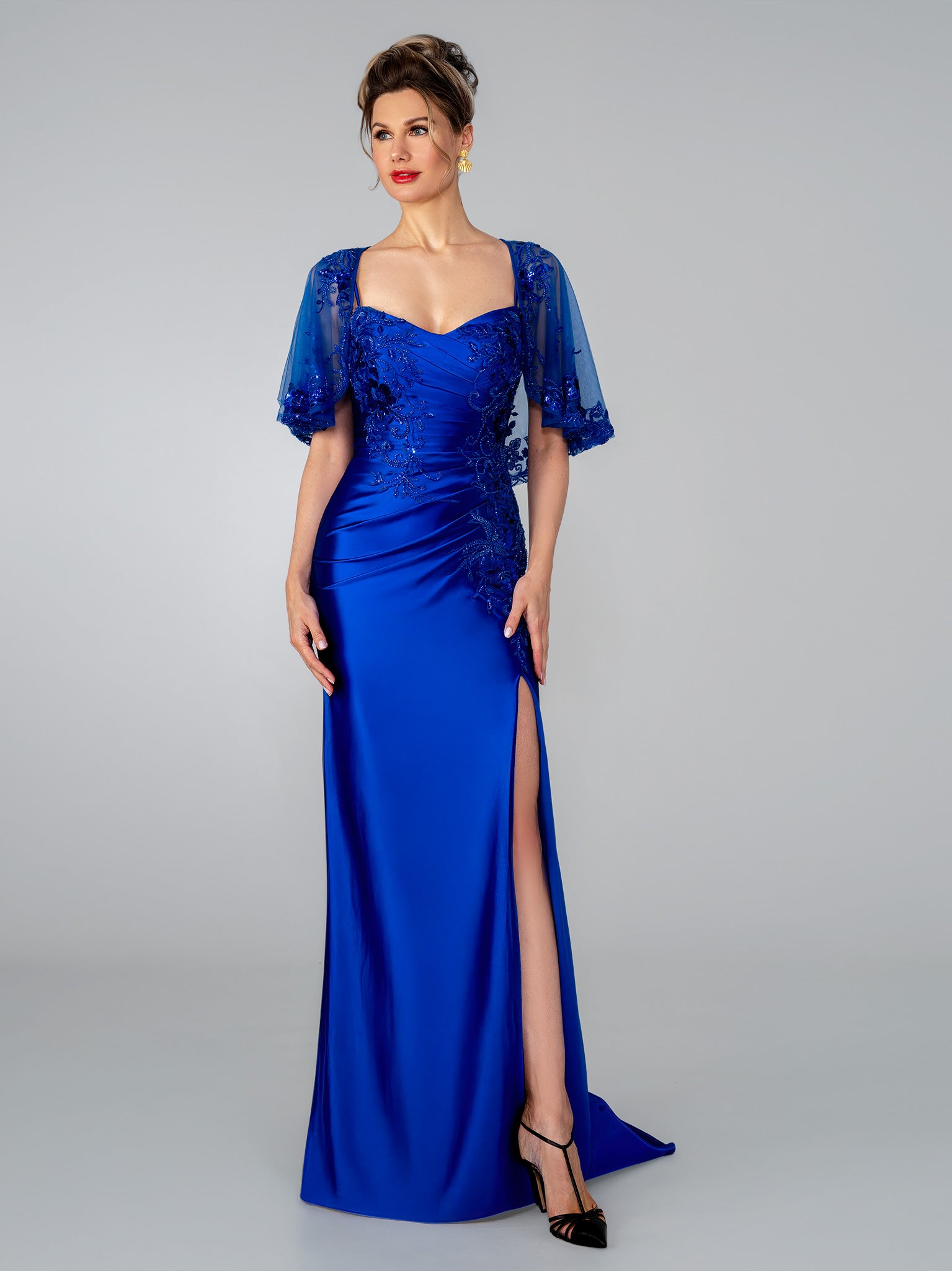 Formal Dresses Fitted Slit Long Formal Evening Dress Stella Couture 26321 Royal Blue