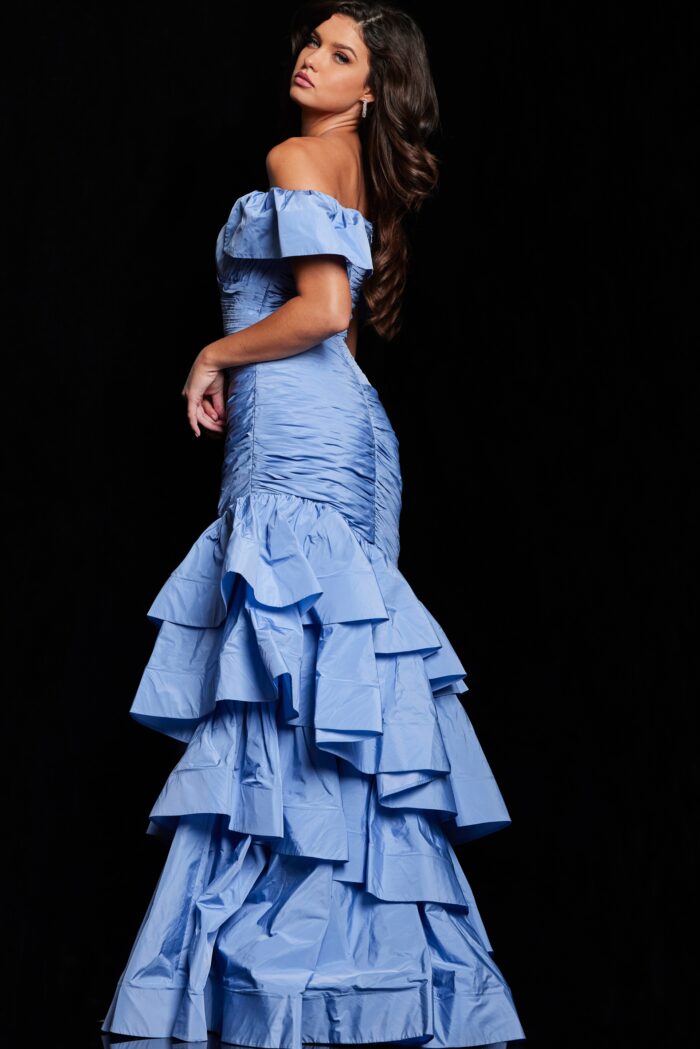 Formal Dresses Long Ruched Ruffle Evening Formal Dress Perriwinkle