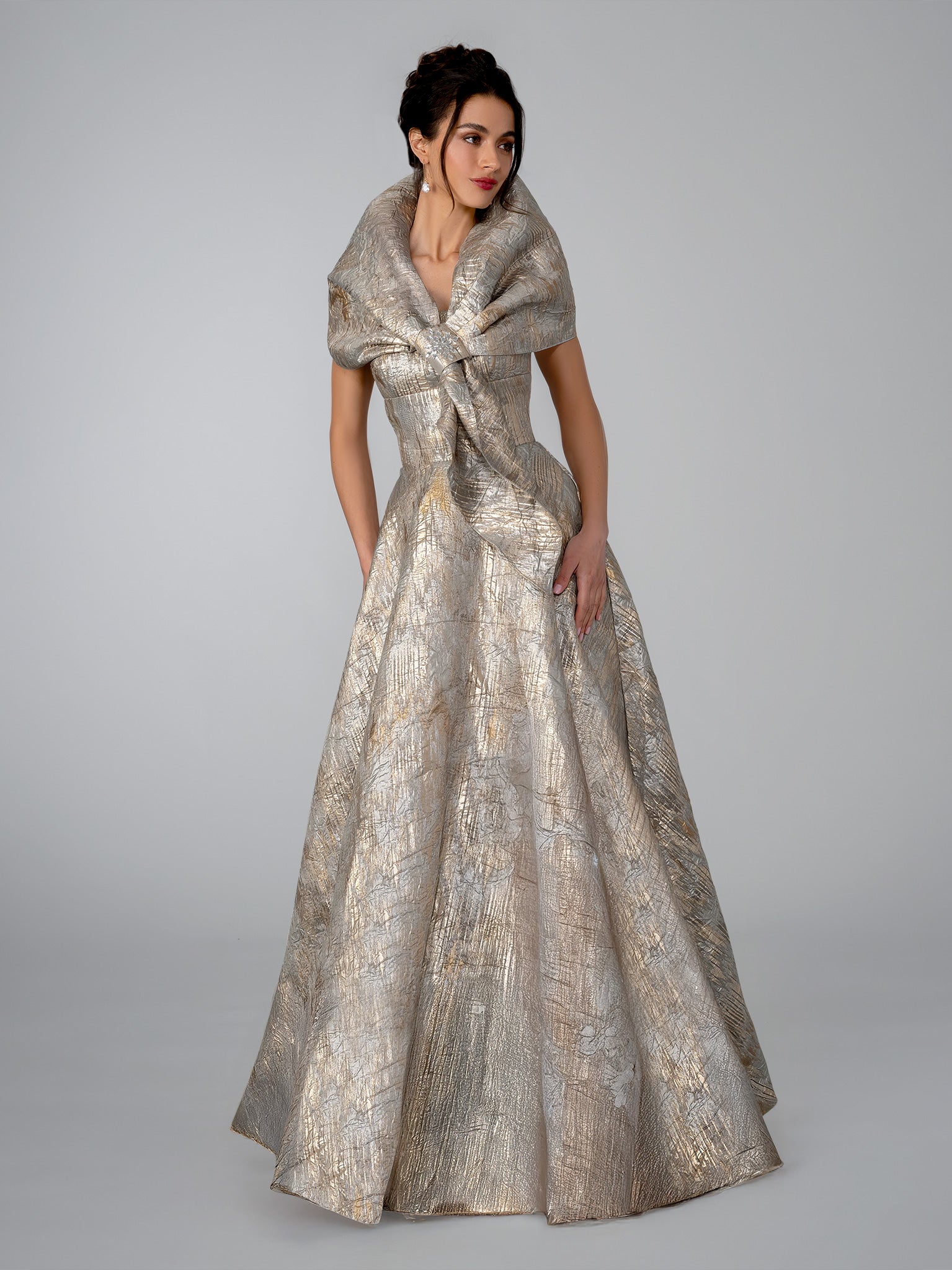 Prom Dresses Metallic Ball Gown Long Formal Dress Stella Couture 26316 Gold
