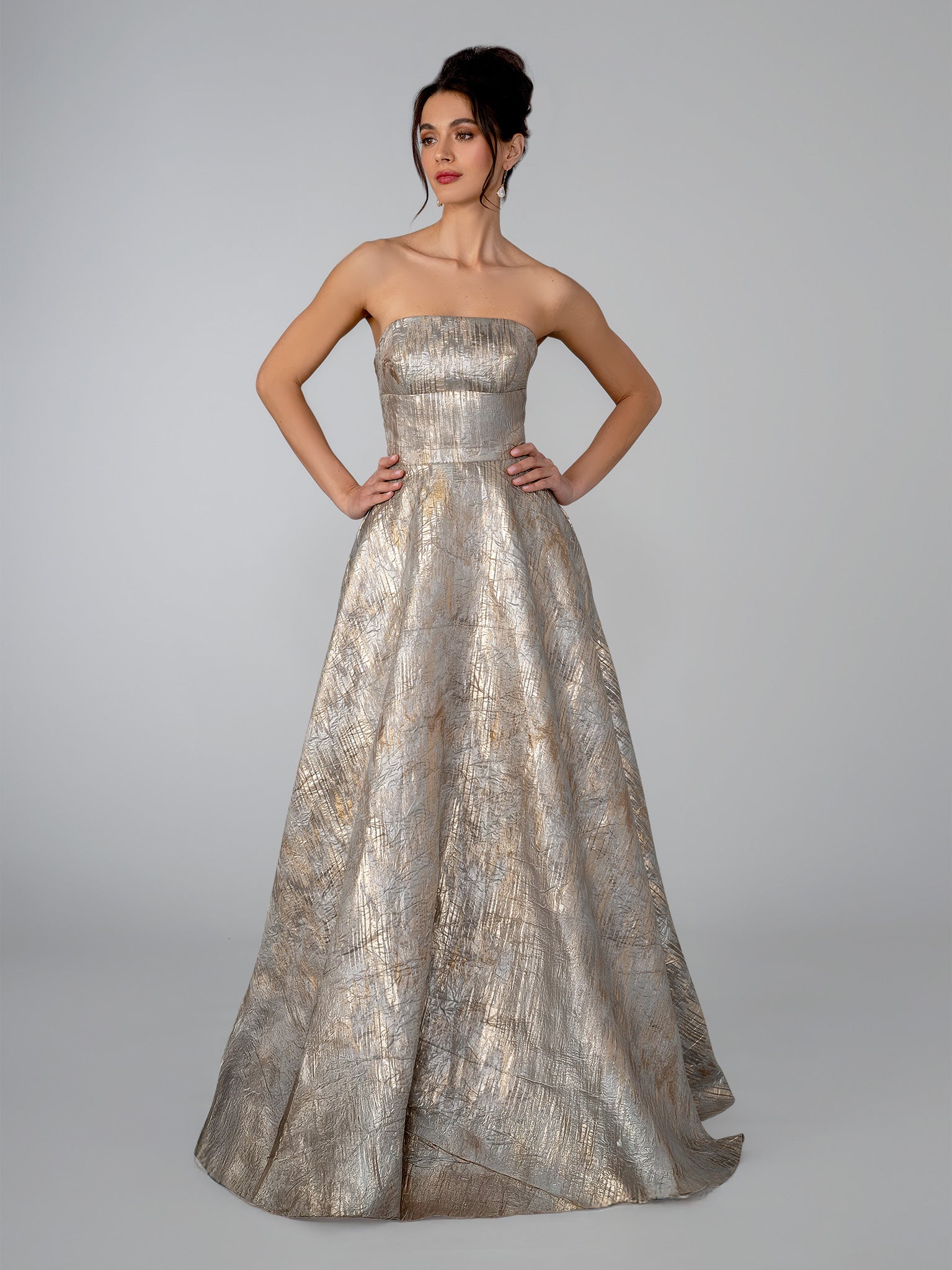Prom Dresses Metallic Ball Gown Long Formal Dress Stella Couture 26316 Gold