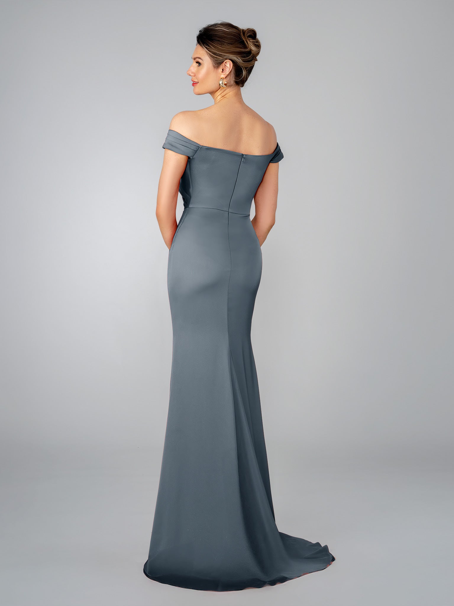 Formal Dresses Long Beaded Fitted Prom Slit Formal Dress Stella Couture 26310 Gray