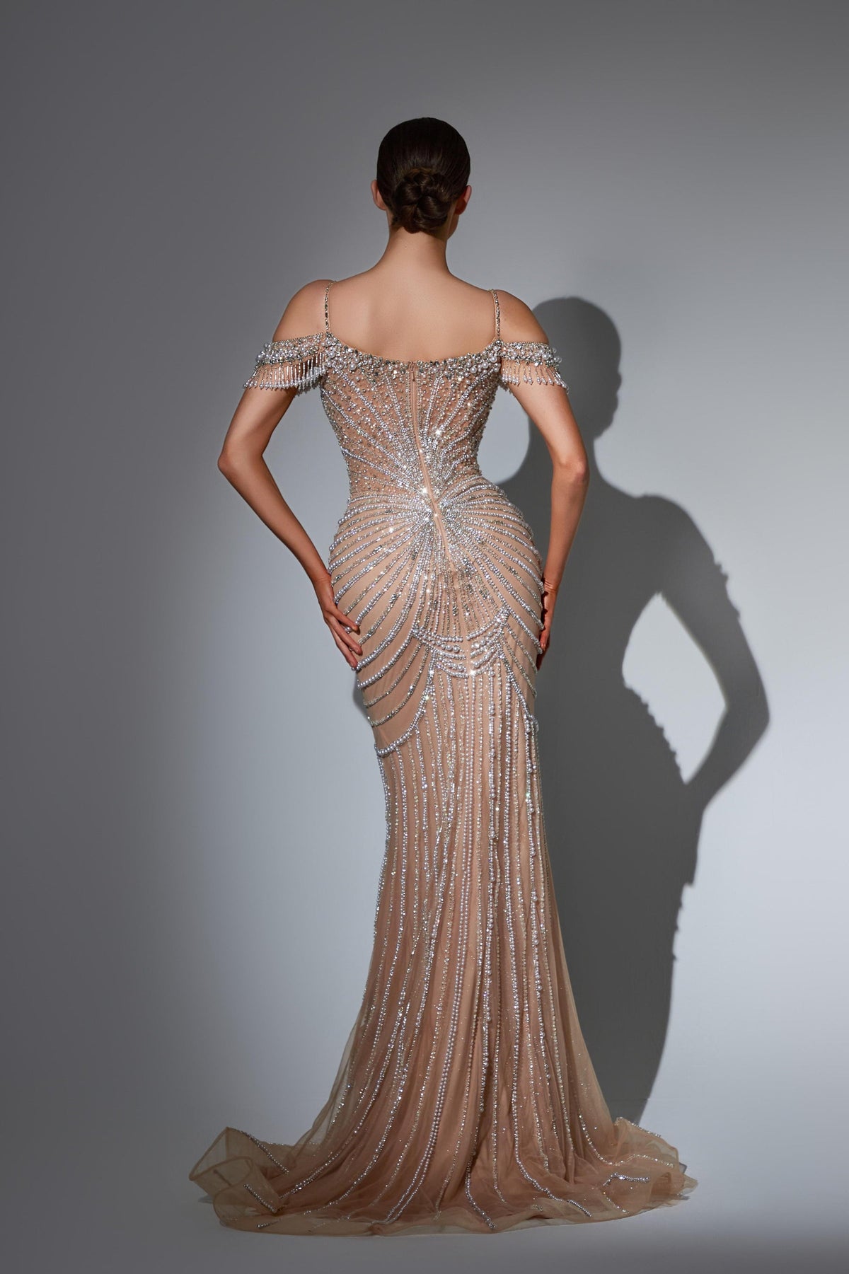 Cold-Shoulder Floor-Length Tulle Formal Mermaid Trumpet Pre Order