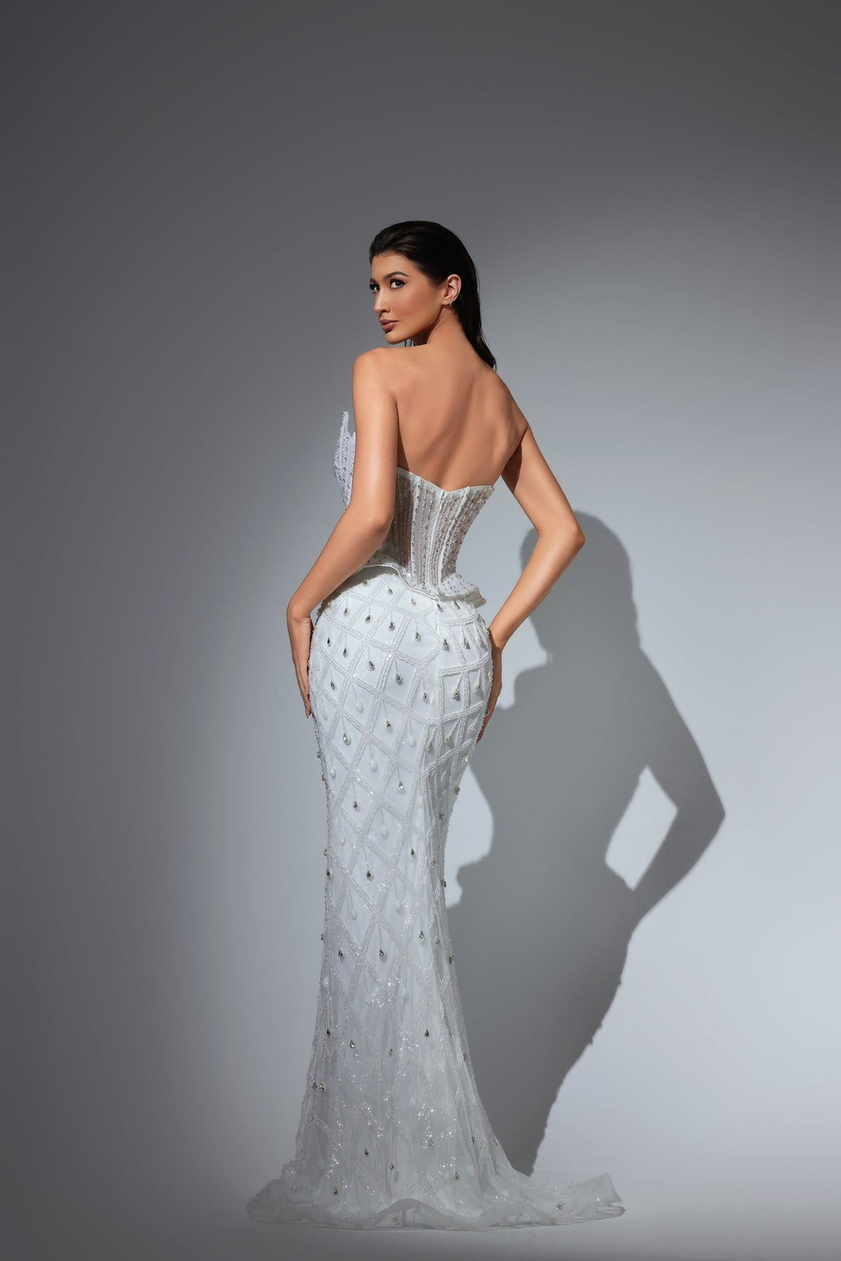 Strapless Curved Neck Floor-Length Tulle Formal Mermaid Trumpet Pre Order