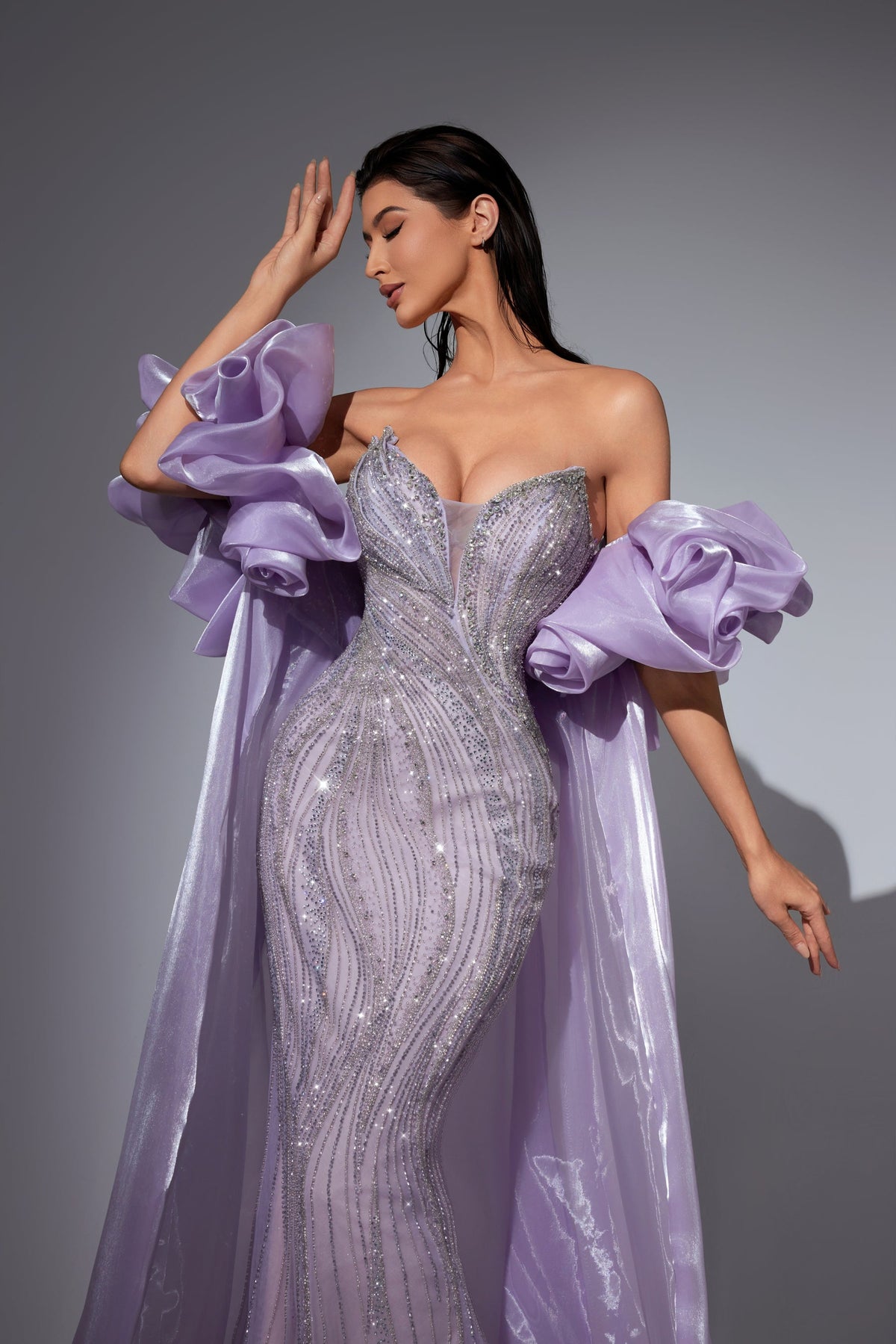 Strapless Curved Neck Floor-Length Chiffon Prom Mermaid Pre Order