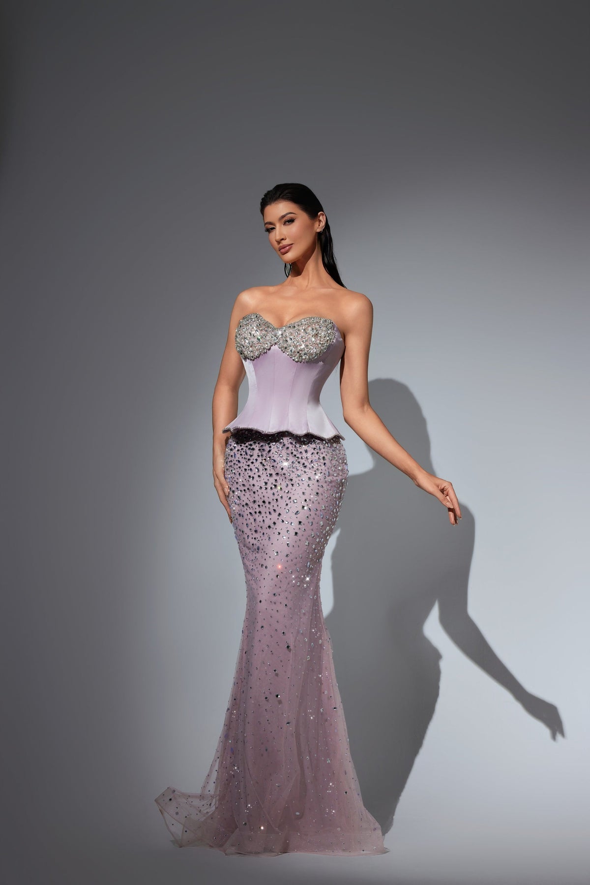 Strapless Curved Neck Floor-Length Tulle Prom Sheath Column Pre Order