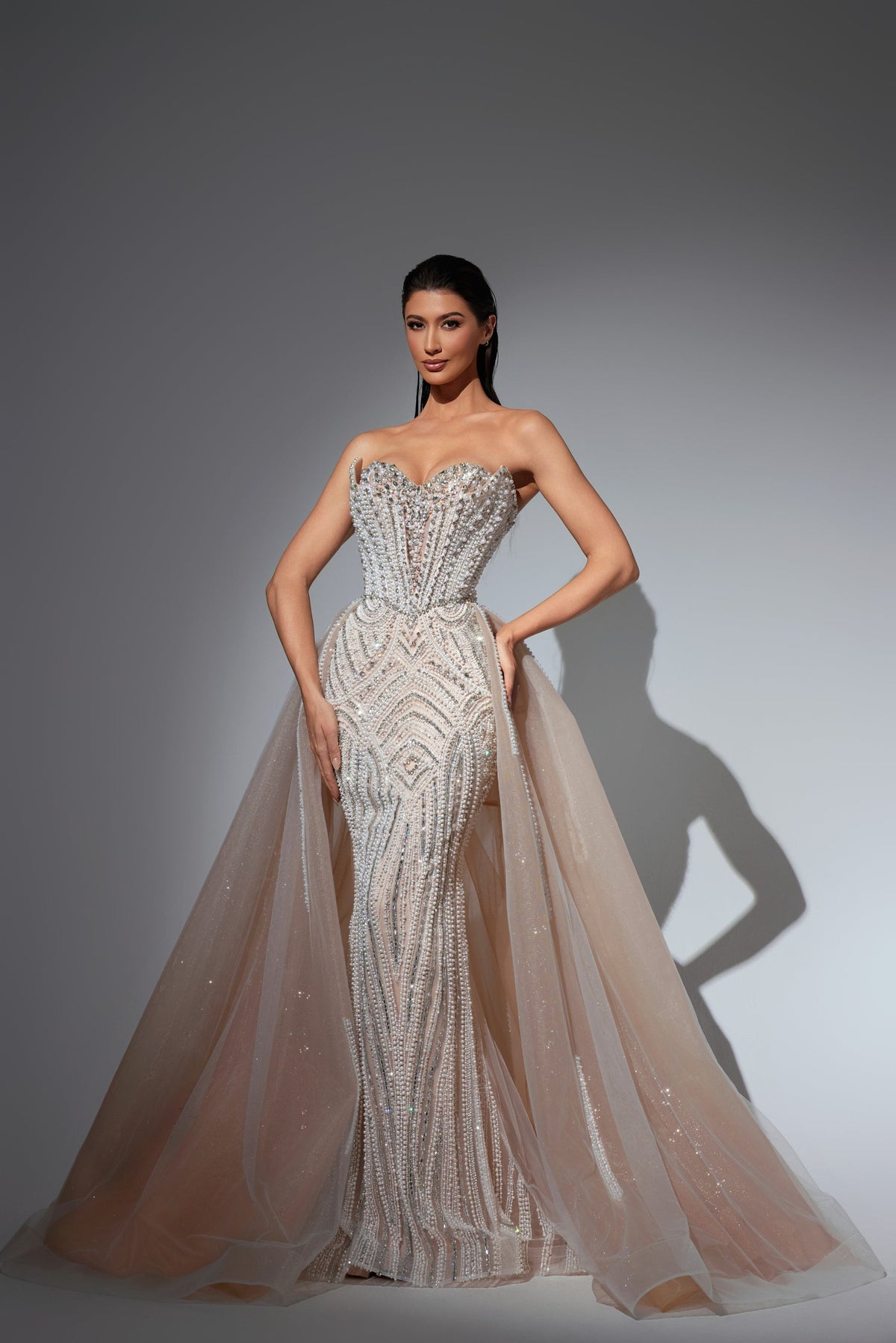 Strapless Curved Neck Floor-Length Tulle Prom A-Line Pre Order