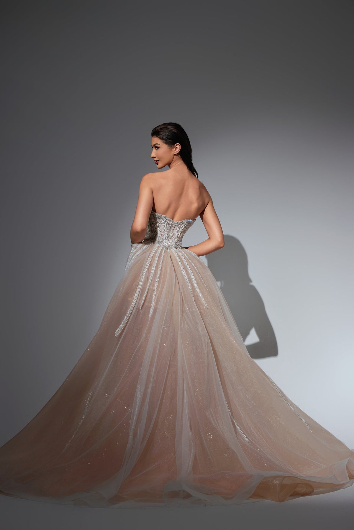 Strapless Curved Neck Floor-Length Tulle Prom A-Line Pre Order