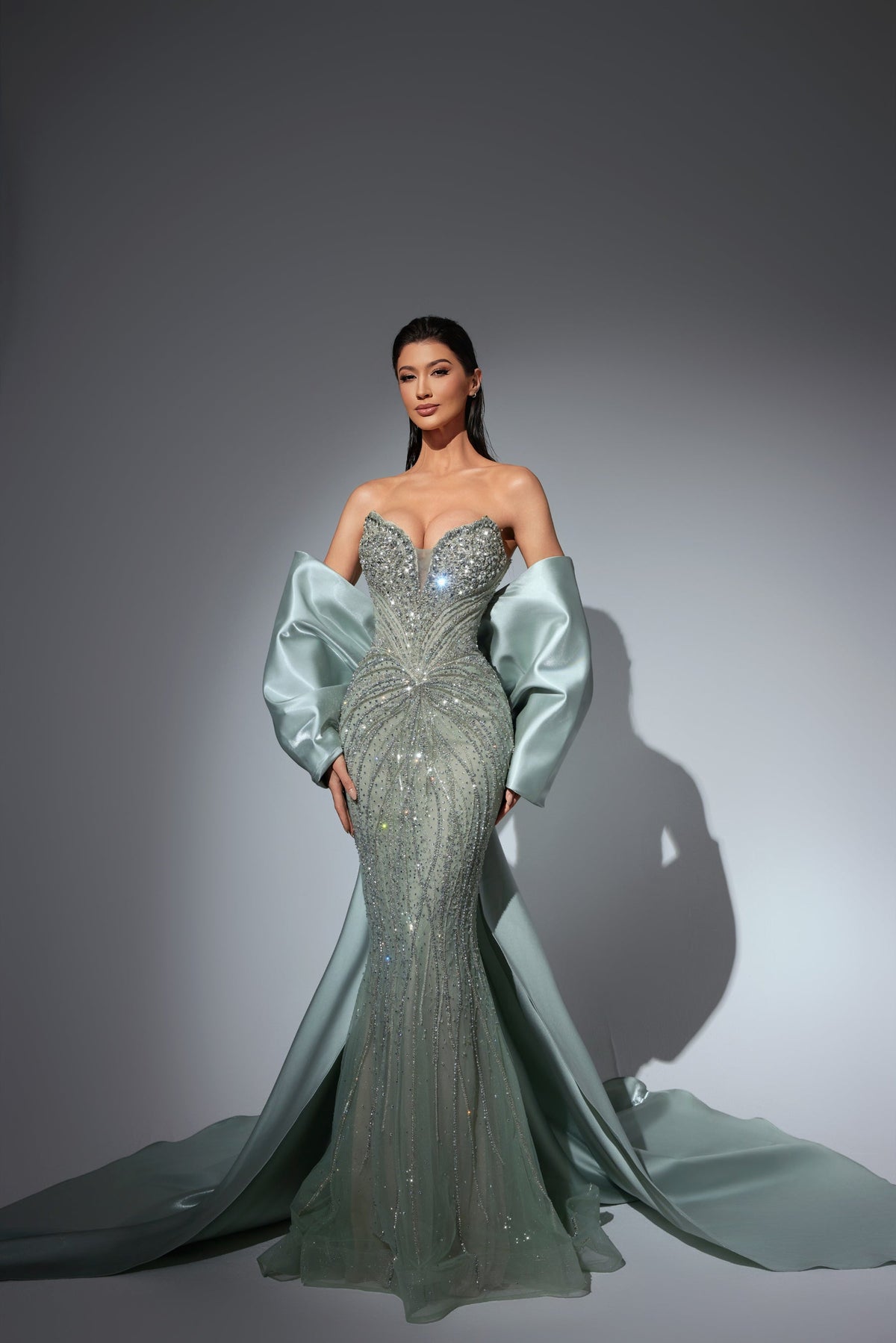 Strapless Curved Neck Floor-Length Sequin Prom Mermaid Pre Order