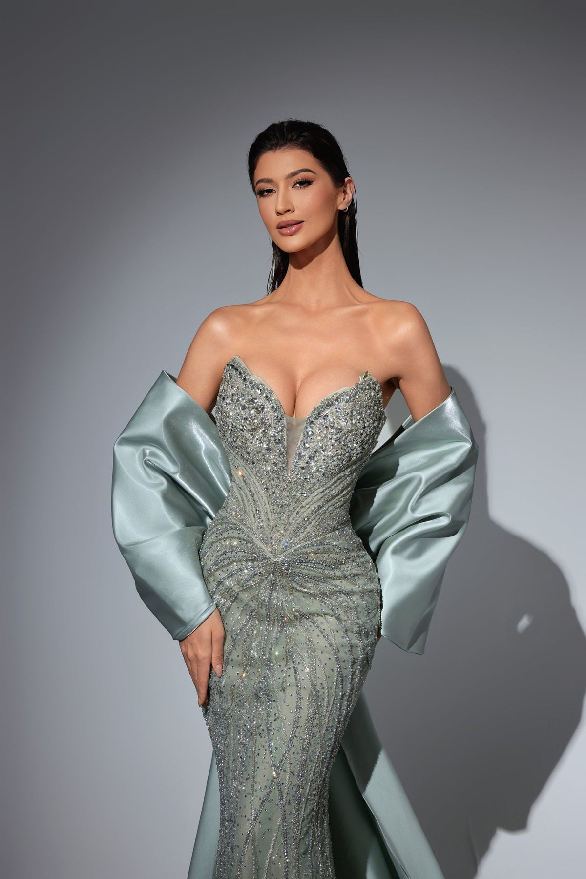 Strapless Curved Neck Floor-Length Sequin Prom Mermaid Pre Order