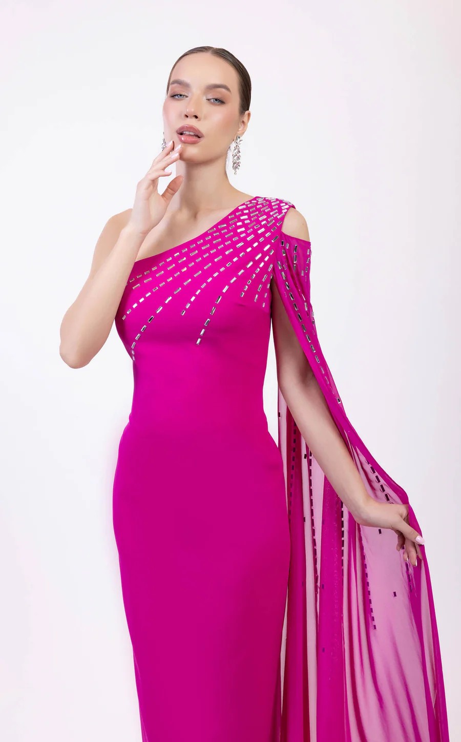 Prom Dresses Tea Length Fitted Formal Prom Dress Fuchsia